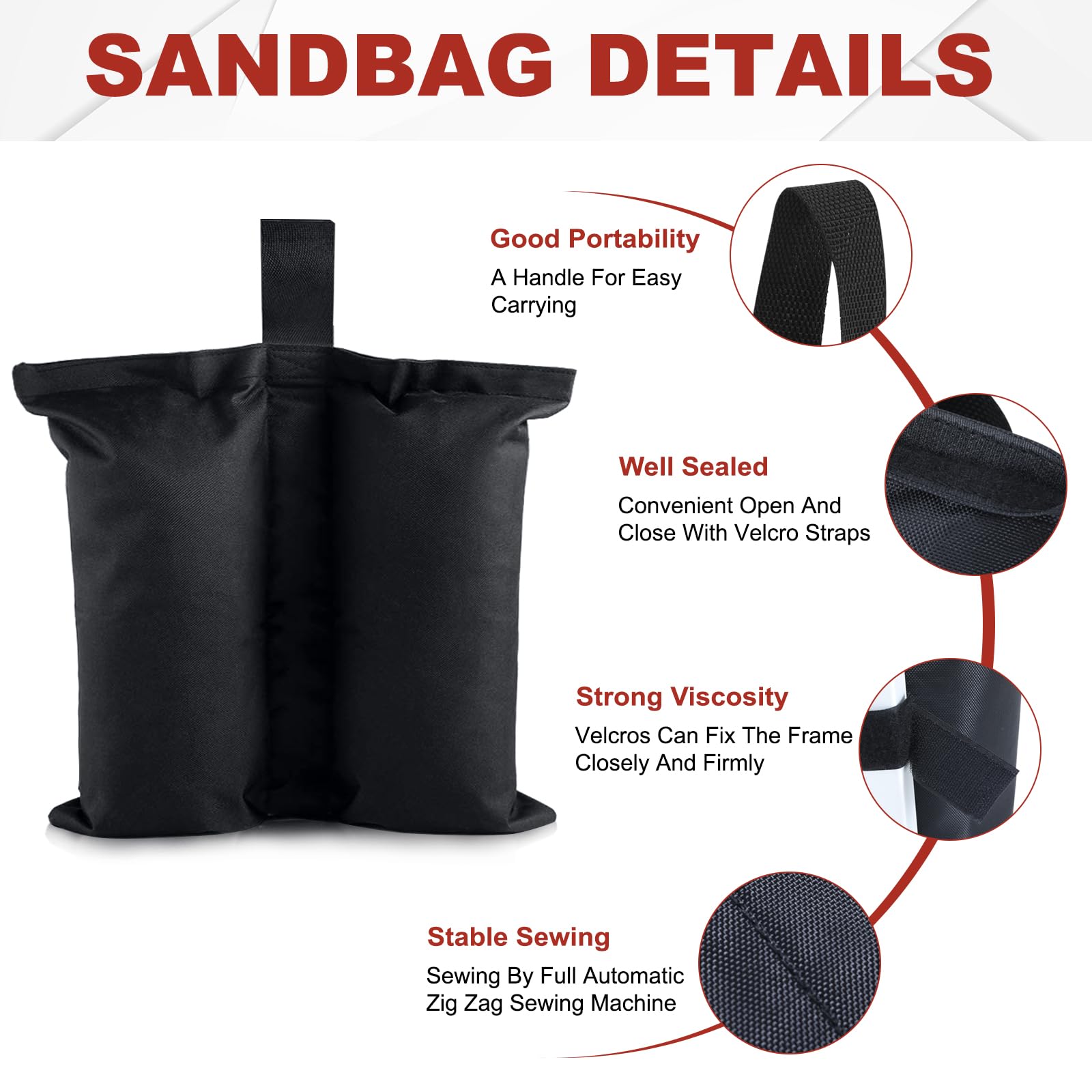 ABCCANOPY Canopy Weights 120 LBS Gazebo Tent Sand Bags,4pcs-Pack (Black)