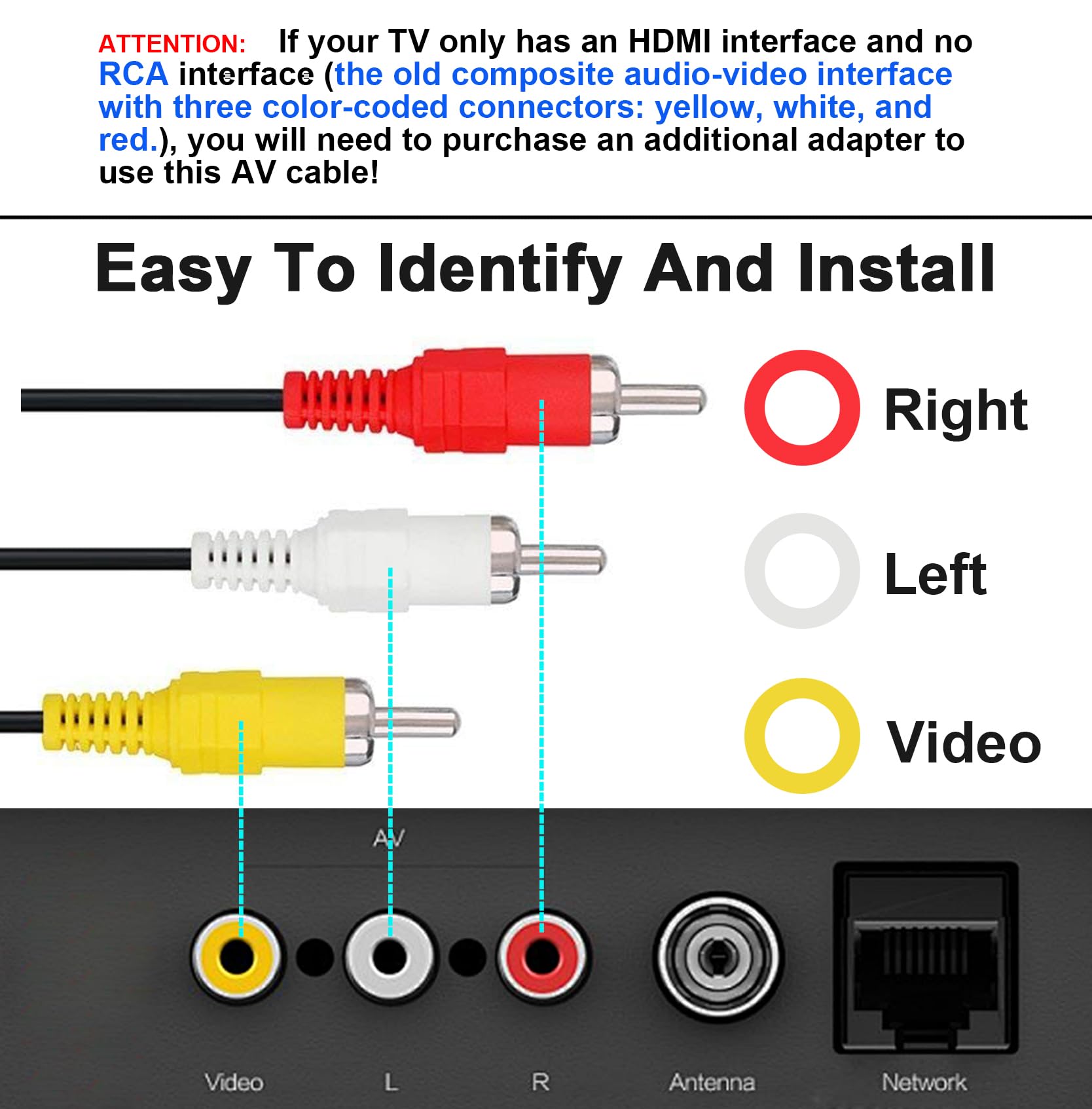 AV Cable Composite Video Cord Compatible with Nintendo 64/N64/GameCube/Super Nintendo SNES TV Game(6 Feet)