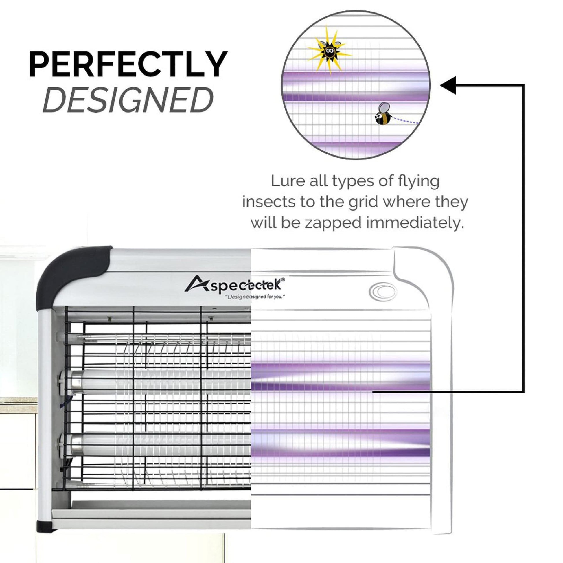 ASPECTEK Insect Killer, Bug Zapper, Powerful 20W Electronic Indoor Fly Zapper, Mosquito Killer-Indoor Use Including Free 2 Pack Replacement Bulbs