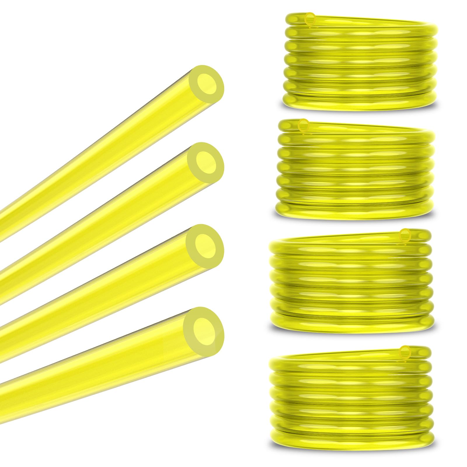 Hipa 4 Size Gas Fuel Line Hose Tubing 4 ft. Each for Small Engine Chainsaw Lawn Mower String Trimmer WeedEater Blower Model Parts I.D x O.D 1/8" x 3/16" 3/32" x 3/16" 1/8" x 1/4" .08" x .14"