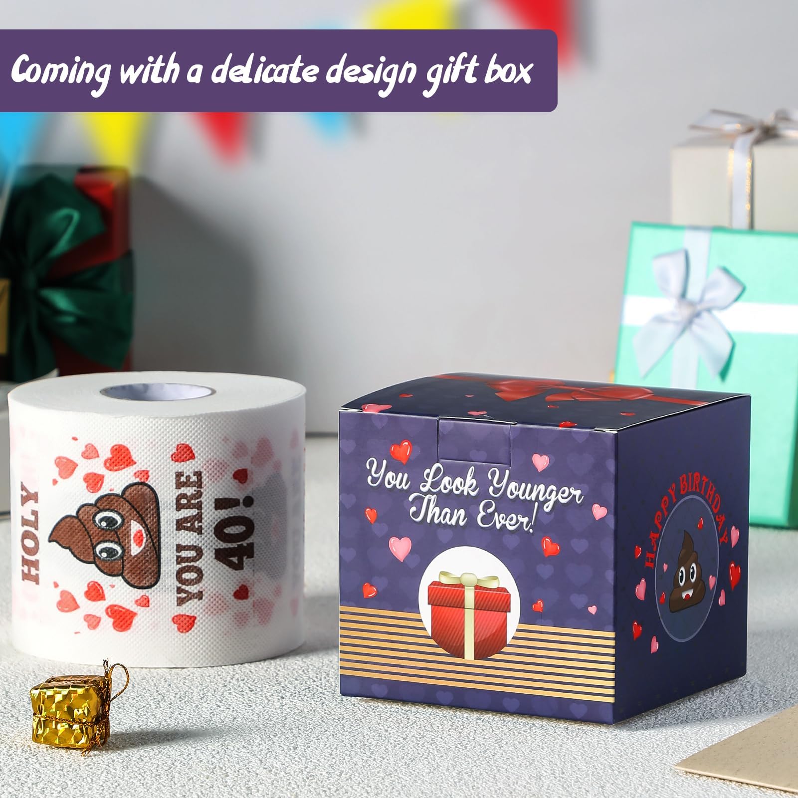 40th Birthday Gifts for Women, Men, Her, Him - Happy Prank Toilet Paper - 40th Birthday Decorations, Party Supplies Favors - 40 Years Old Funny Gag Gift Ideas, Novelty Bday Present for Friends, Family
