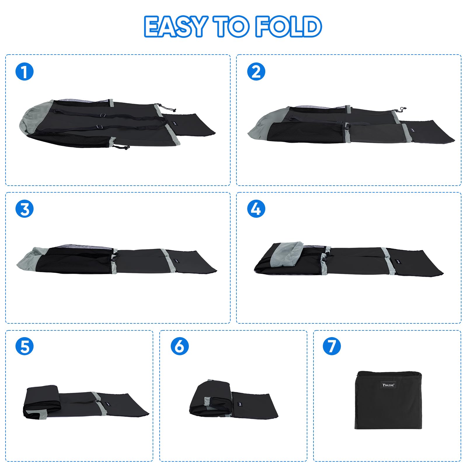 BALEINE 120L Laundry Bag Backpack, 900D Oxford Fabric Large Travel Laundry Bags with Shoulder Straps and 2 Mesh Pockets for College Dorm, Apartment, Laundromat (Black, 120L)