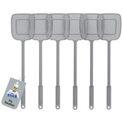 MR.SIGA Heavy Duty Long Handle Fly Swatter, Gray, 6 Pack