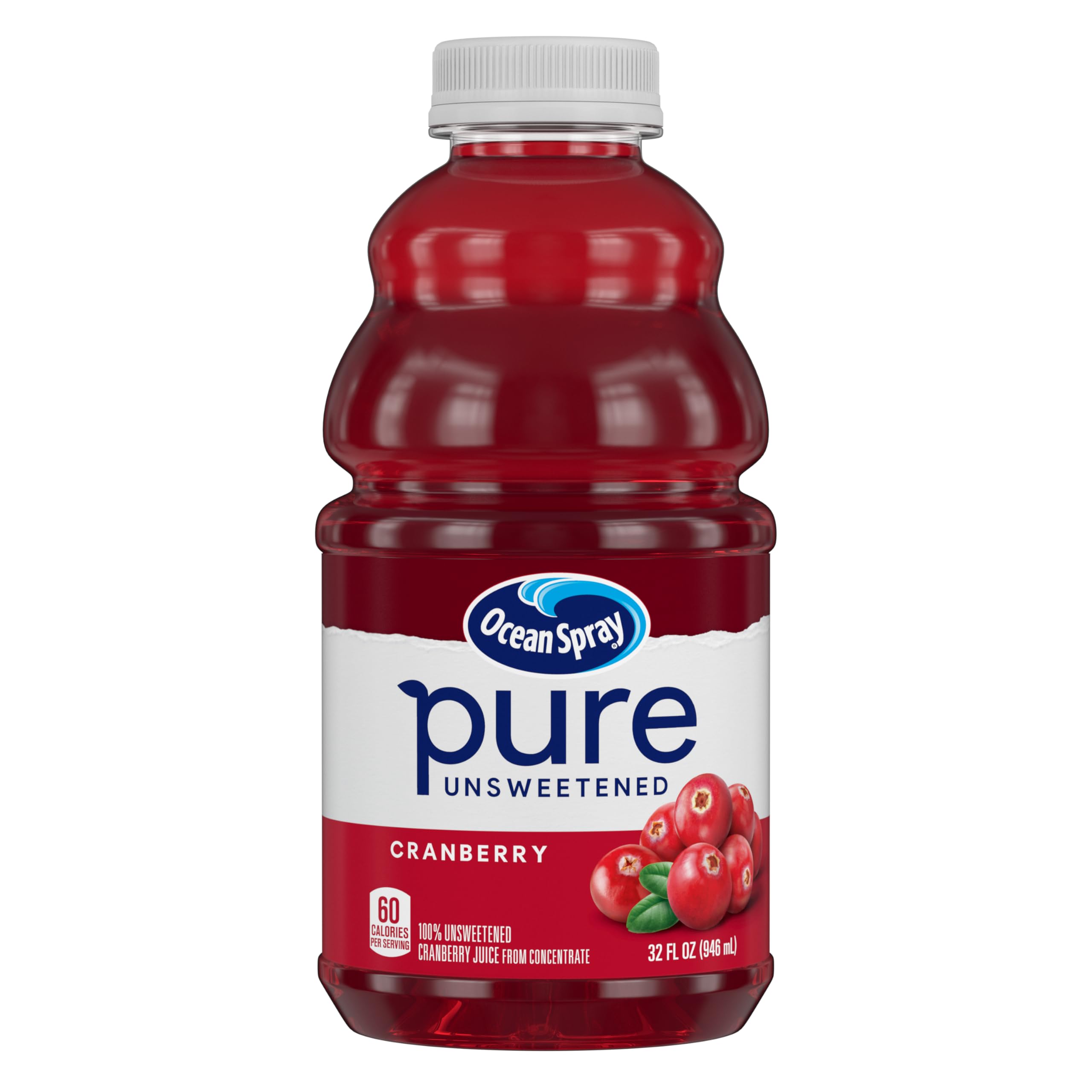 Ocean Spray® Pure Unsweetened Cranberry, 100% Cranberry Juice From Concentrate, 32 Fl Oz Bottle (Pack of 1)