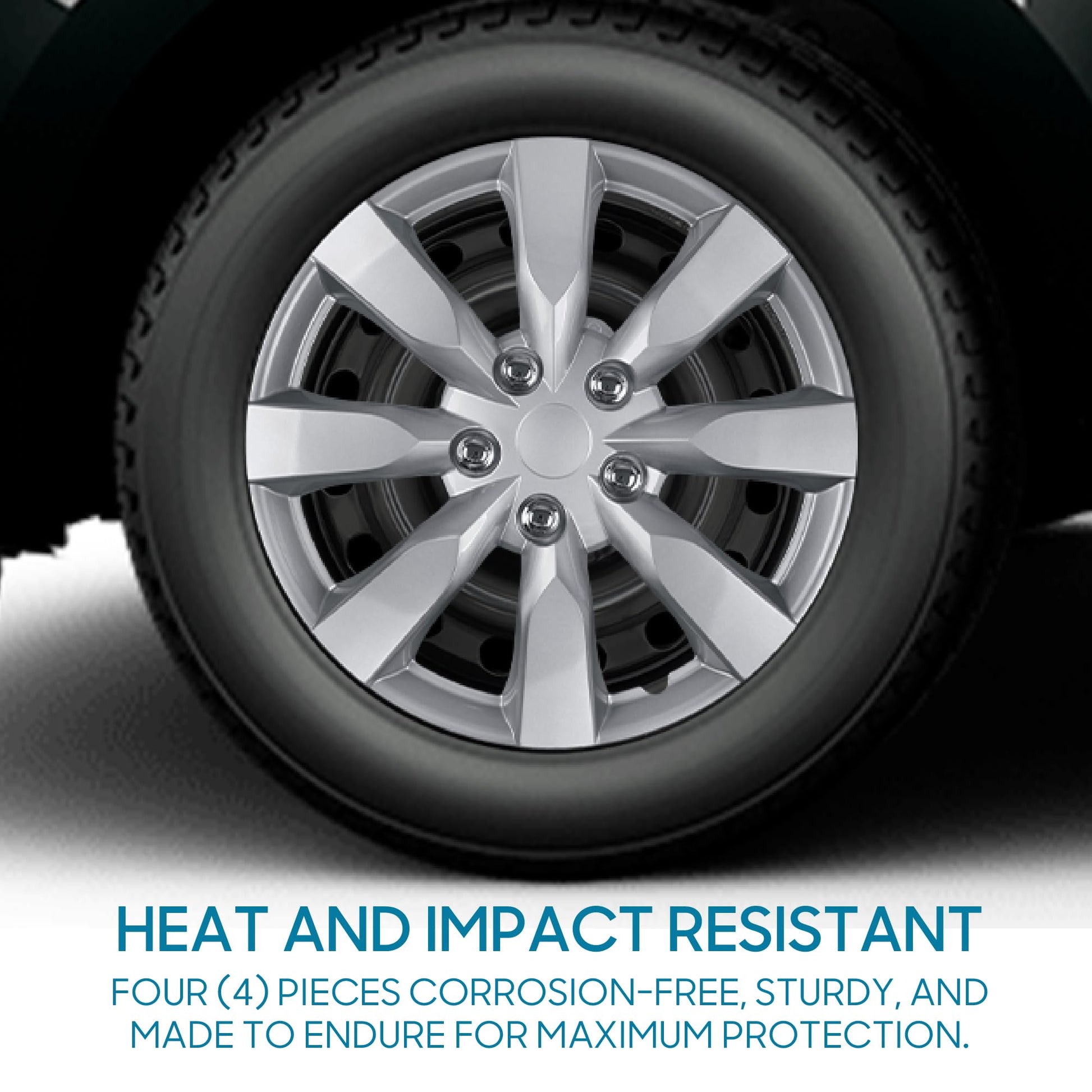 BDK (4-Pack) Premium 16" Wheel Rim Cover Hubcaps OEM Style Replacement Snap On Car Truck SUV Hub Cap - 16 Inch Set, Abs,Steel, Acrylonitrile Butadiene Styrene