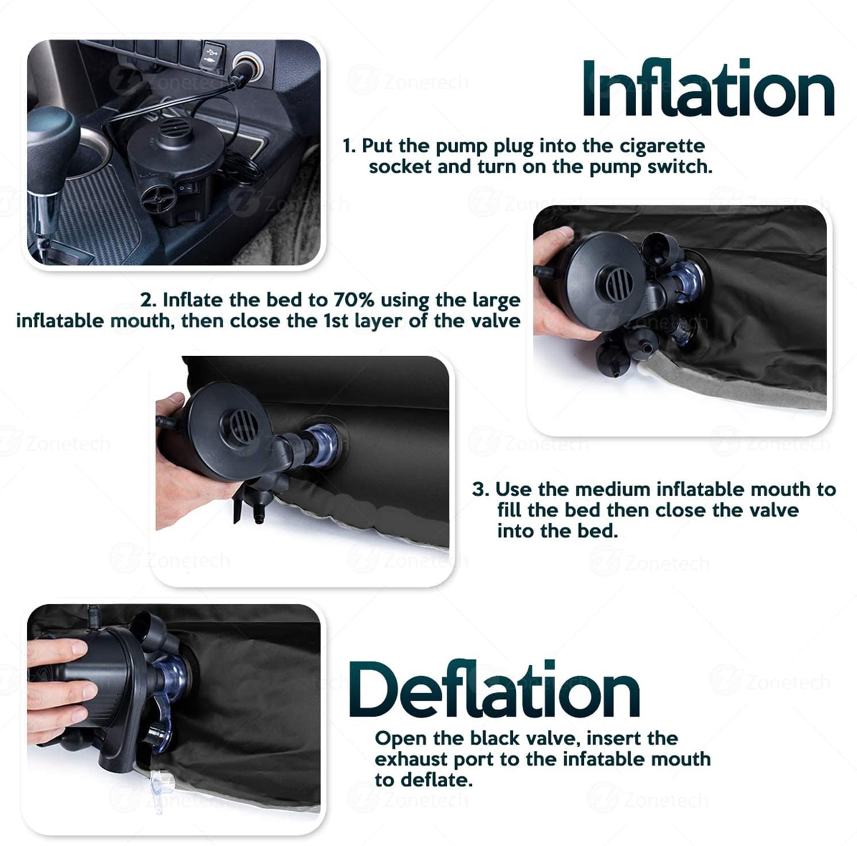Onirii Inflatable Car Air Mattress Back Seat Bed with Air Pump,55 "x 35" Portable Thickened Car Travel Camping Sleeping Air Mattress Blow Up Bed for Car Universal SUV
