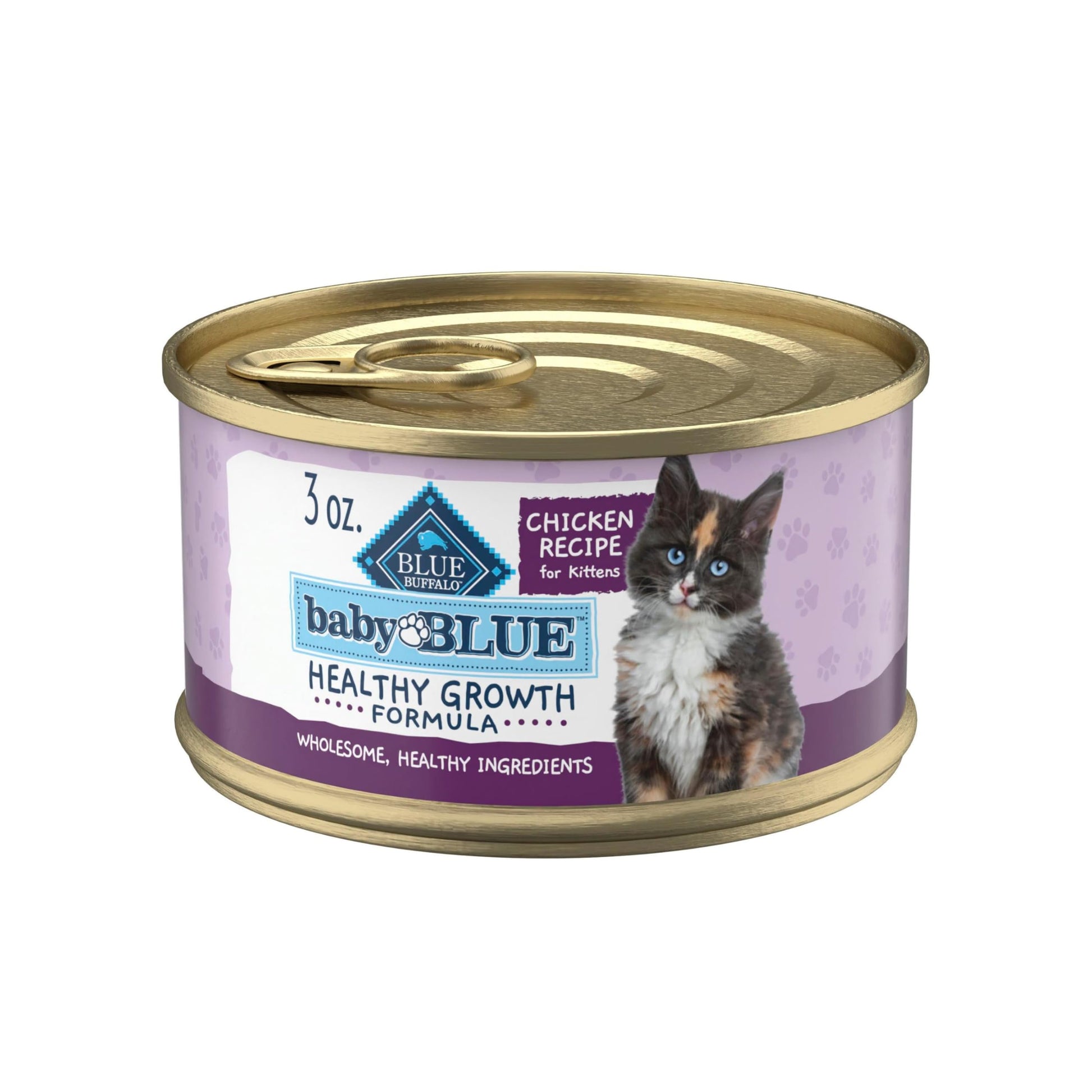 Blue Buffalo Baby BLUE Natural Kitten Wet Cat Food, Healthy Growth Formula with DHA, Chicken Recipe Multi-Pack, 3-oz. Cans (24 Count)