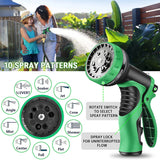 100 ft Expandable Garden Hose with 10 Function Nozzle Sprayer, Lightweight Flexible Water Hose with Durable Collapsible Latex Core & Solid Brass Fittings, 100ft Retractable Stretch Hose, Black