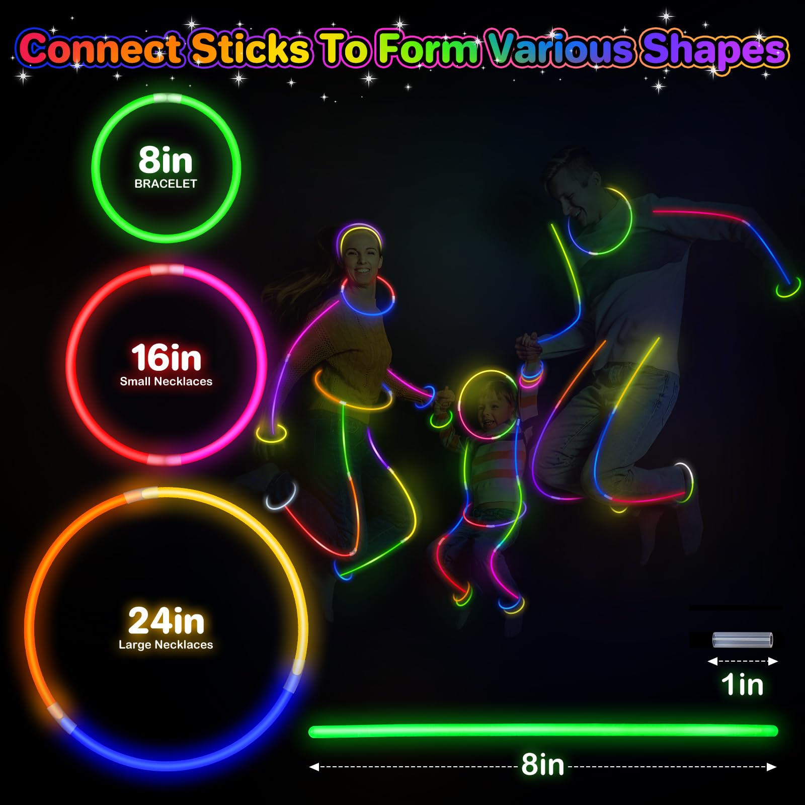 SpringFlower 100 PCS Glow Sticks Bulk Party Favors, 8" Glow in the Dark Party Supplies, Light Sticks for Party Favors Glow Necklaces and Bracelets for Kids or Adults