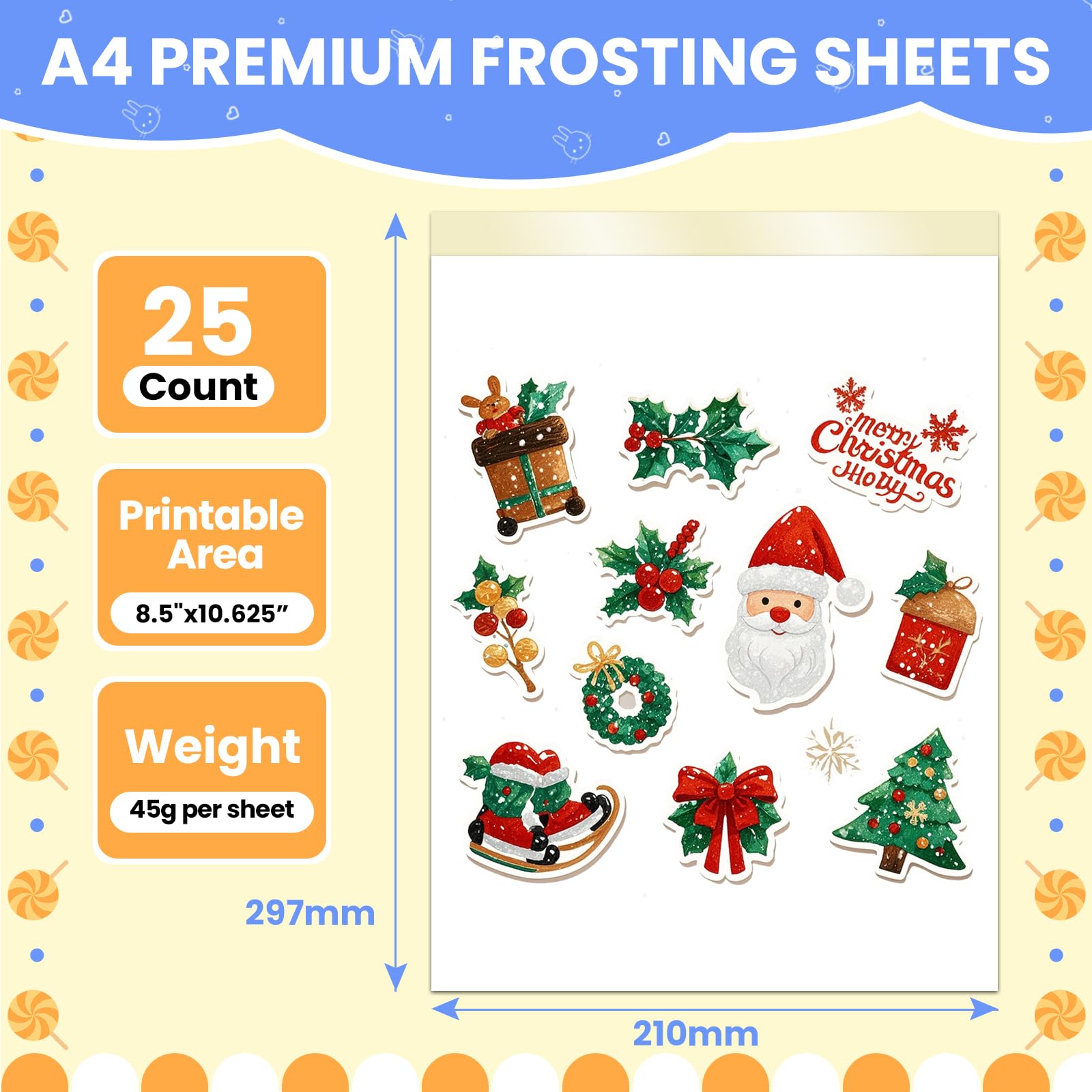 SENTRELA Edible Paper 25 Count A4 11.7" x 8.3" Sugar Sheets for Edible Printer Edible Image Paper Frosting Sheets Icing Sheets for Edible Paper Printer Sugar Paper Edible Sheets for Cakes