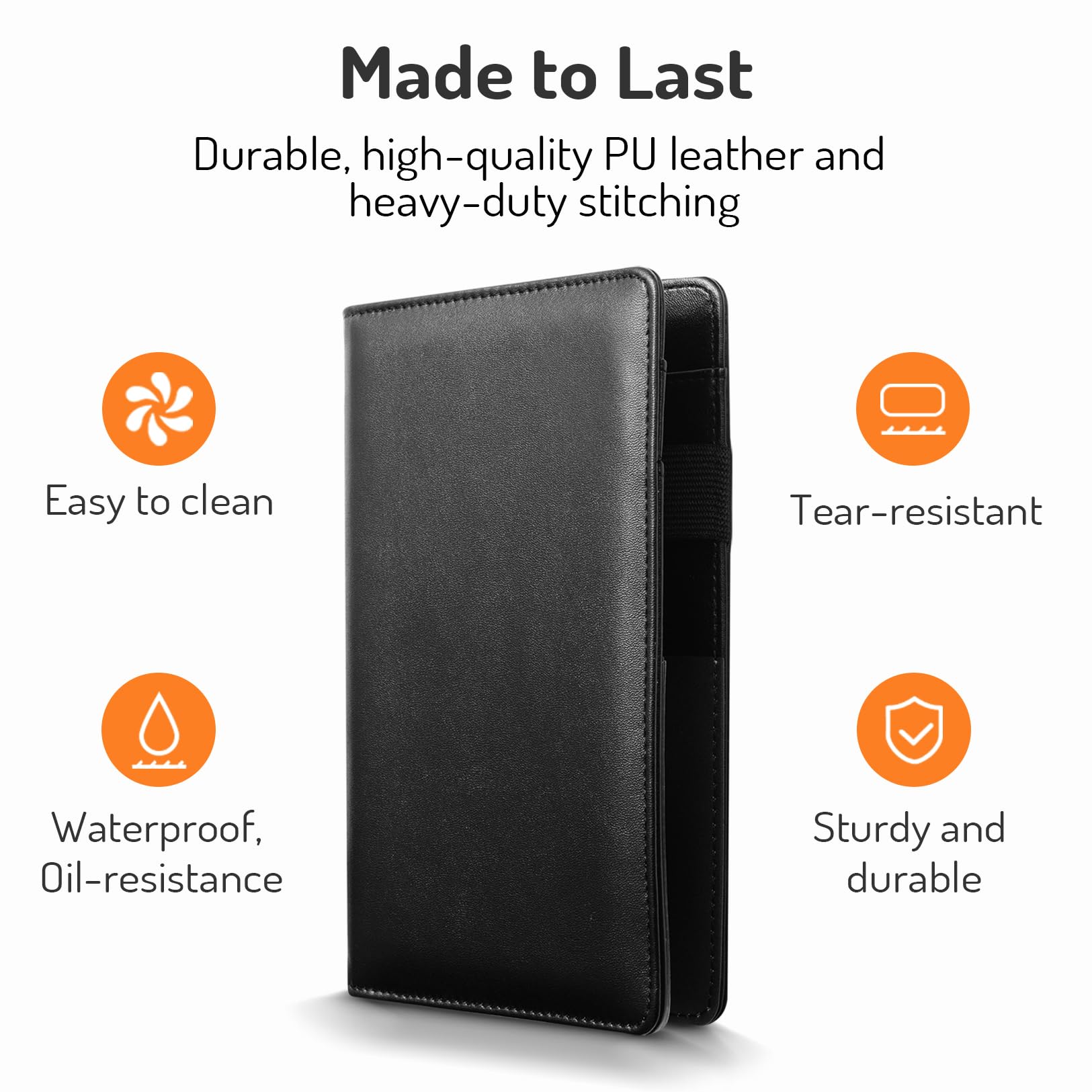 Forvencer Server Book, 2 Zipper Pocket, Server Books for Waitress, Waitress Book for Servers, Fits Waitress Apron, Guest Book, Waitress Accessories, Serving Book,Receipt Holder, Black