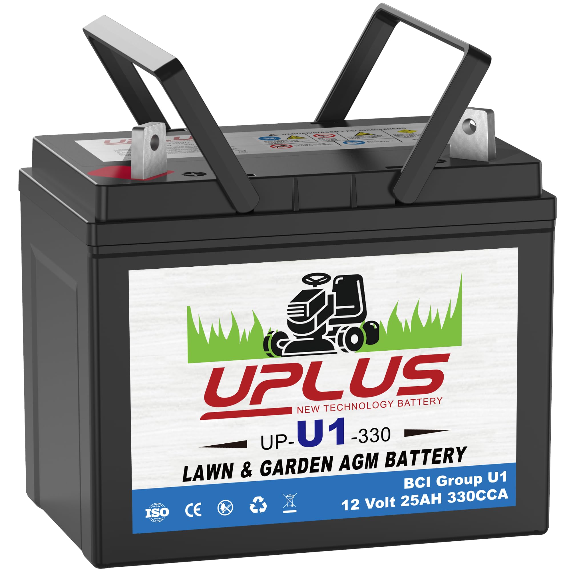 UPLUS U1 Riding Lawn Mower Battery, 12V 330CCA Garden Tractors Battery Maintenance Free AGM Batteries, Fit for John Deere, Cub Cadet, Husqvarna, Craftsman, Toro, Ariens, Poulan Pro and Troy-Bilt