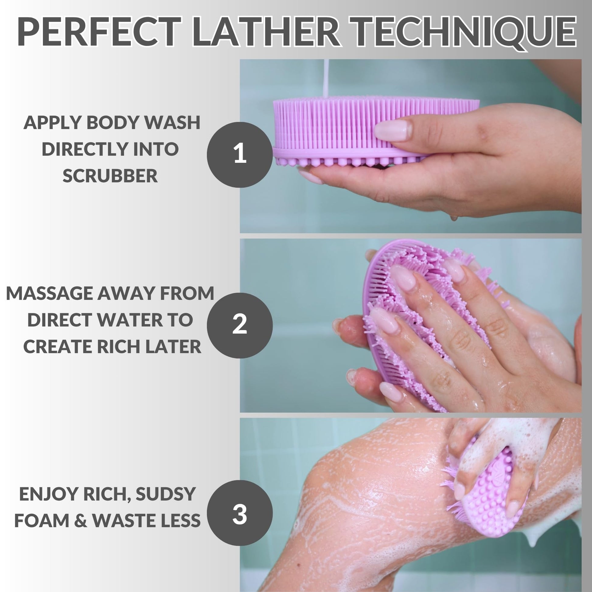 Avilana Silicone Body Scrubber – Gentle Shower Brush & Loofah Alternative- Food Grade & Lab Tested – Fast-Drying, Hygienic, BPA-Free Silicone Body Gentle Exfoliator (Blue, Massage)