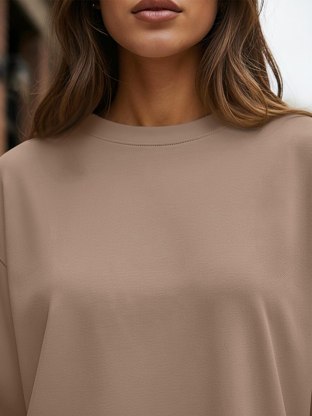 Trendy Queen Womens Oversized Long Sleeve T Shirts 2025 Basic Crewneck Tee Fall Tops Casual Workout Y2K Clothes Khaki M