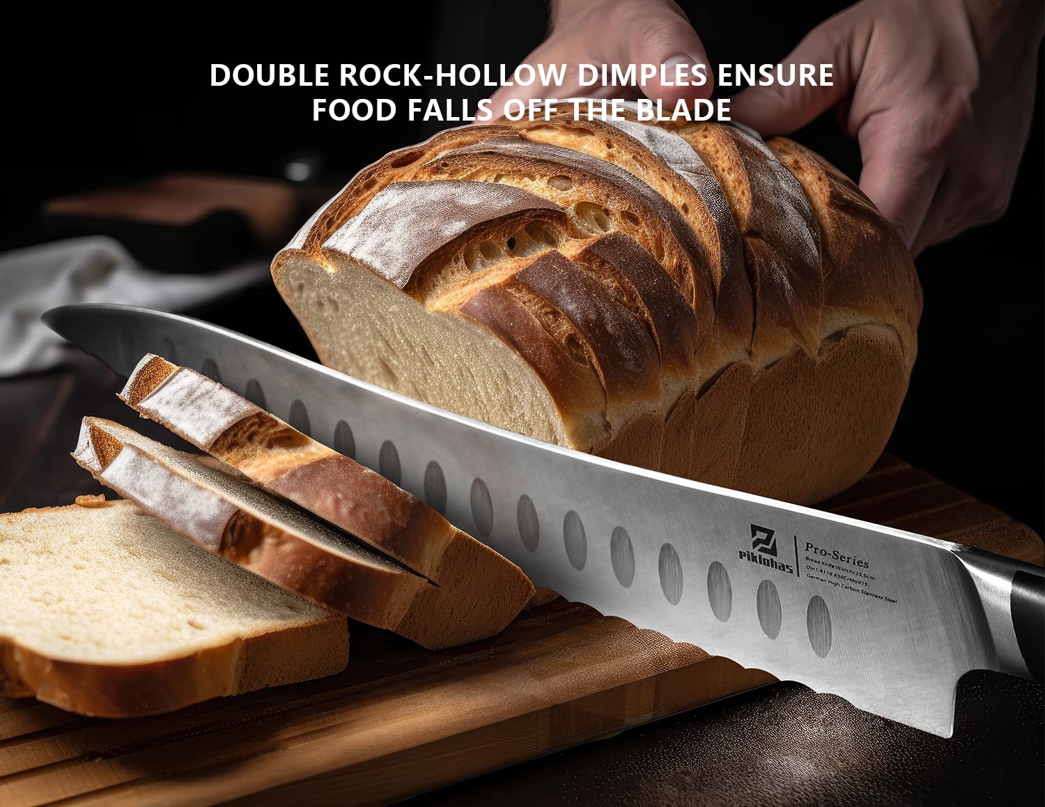 Piklohas Resharpenable Bread Knife, 10 Inch Multifunction Serrated Knife for Homemade Bread, Razor Sharp Sourdough Slicing with Innovative Wavy Edge for Efficient Cutting, Baking & Wedding Gifts