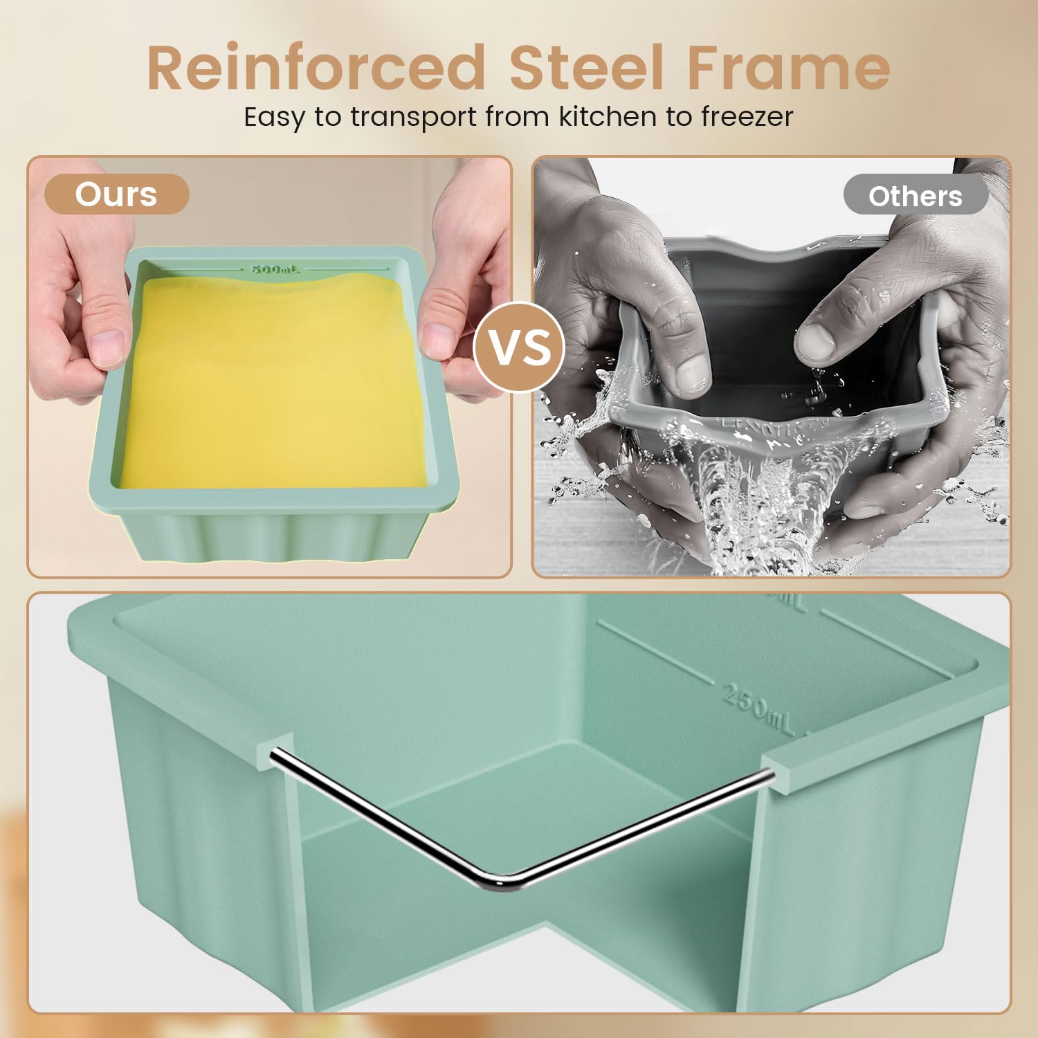 Silicone Freezer Tray for Soup Ice Cubes: 2-Cup Freezing Tray with Lid for Meal Prep - 4Pack Silicon Soup Portion Freeze Tray Make Stock Souped Ice Cube