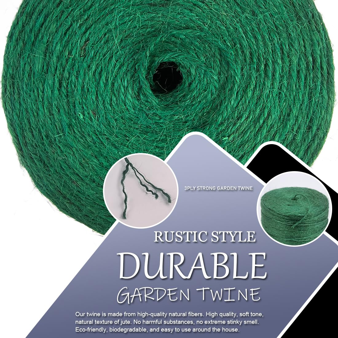 PerkHomy Garden Twine Strong Natural Jute 800 Feet Long Green Twine for Gardening Tomato Climbing Plant Tie Floristry Crafts Gift Wrapping Packing Decor (Green 2mm * 800feet)