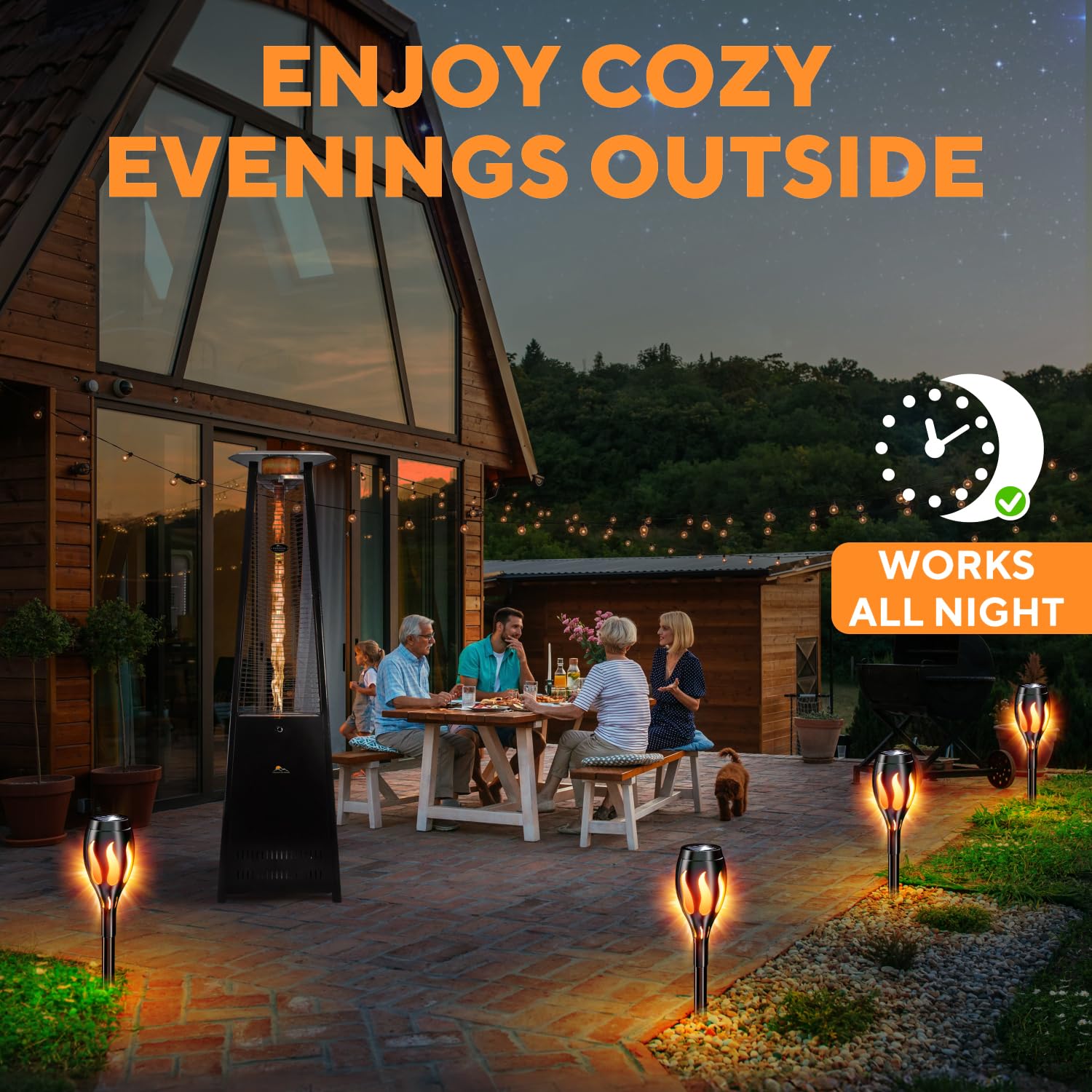 Beautiful Solar Lights for Outside 6-Pack - Premium Solar Tiki Torches with Flickering Flame - Waterproof, Auto On/Off - Perfect for Your Outdoor, Yard, Patio, Pathway & Garden