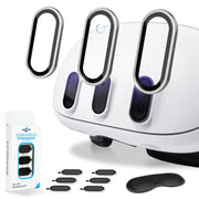 2 Pack Camera Lens Protector and 1 Build-in Lens Cover for Oculus Meta Quest 3 Accessories, Alloy Frame, 9H Hardness Tempered Glass, Anti-Scratch, High Definition, Case Friendly, Silver