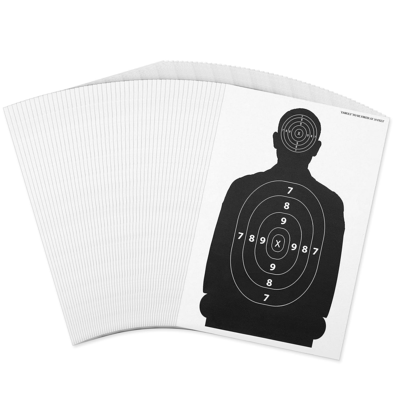 Juvale Shooting Targets Paper Silhouette Style - 17 x 25 in, Black & White, 50 Count - Paper Targets for Shooting Range & Airsoft, BB & Pellet Gun Practice