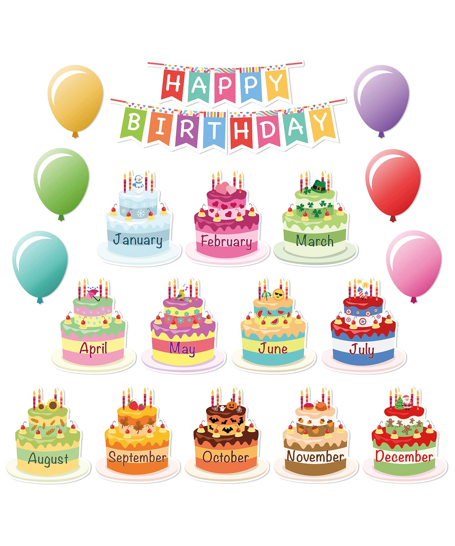 Mr. Pen- Happy Birthday Bulletin Board Set, 20 Pcs, Decorations for Classroom and Birthday Board
