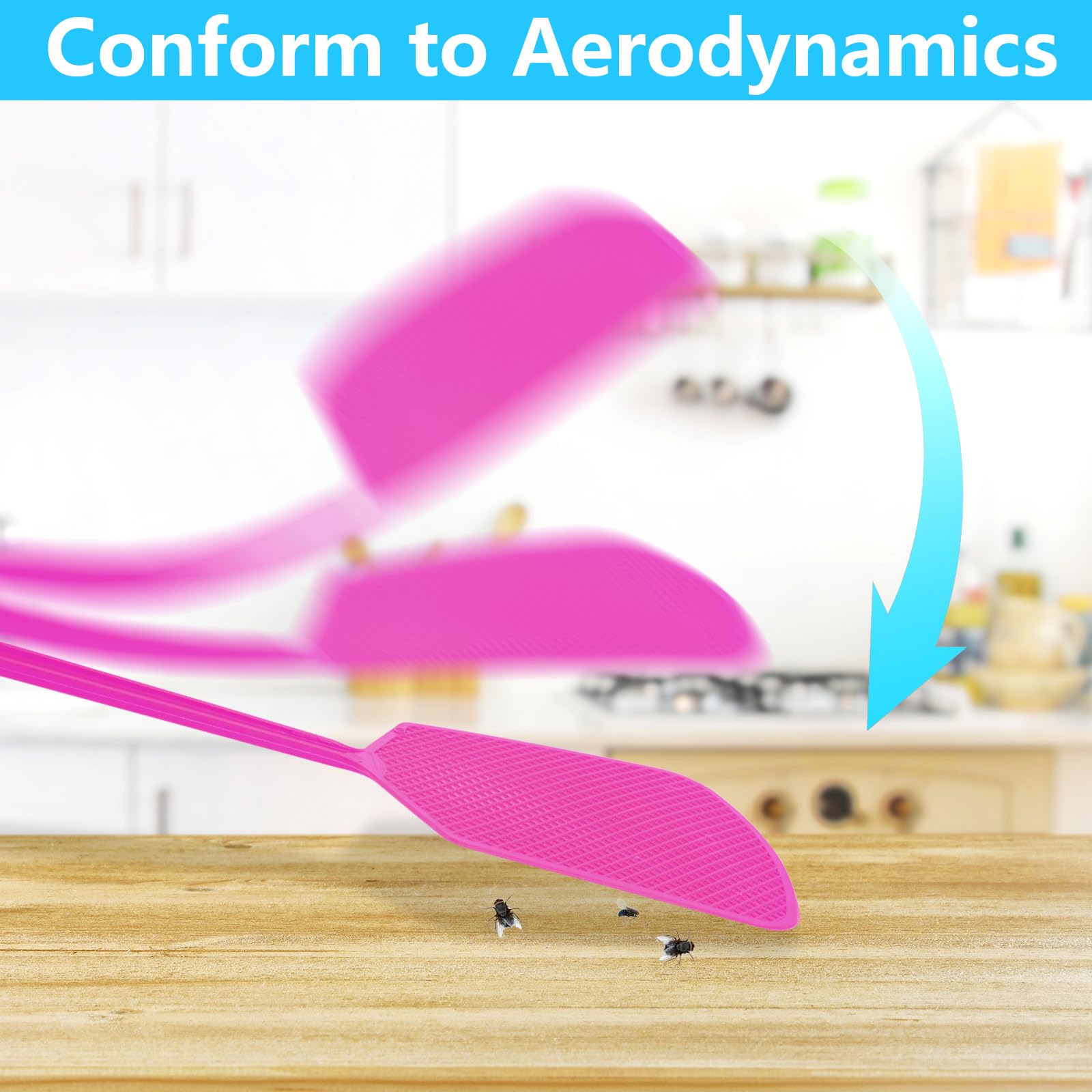 Fly Swatter,5 Pack Plastic Heavy Duty Manual Fly Killer, Long Handle Flyswatter, Large Bug Swatters That Work for Indoor and Outdoor