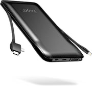 TG90ÃÂ° Portable Charger with Cords 10000mAh Power Bank with Built in Cables Battery Backup Cell Phone External Battery Pack Compatible with iPhone16/15 and Android Phone Travel Battery Pack