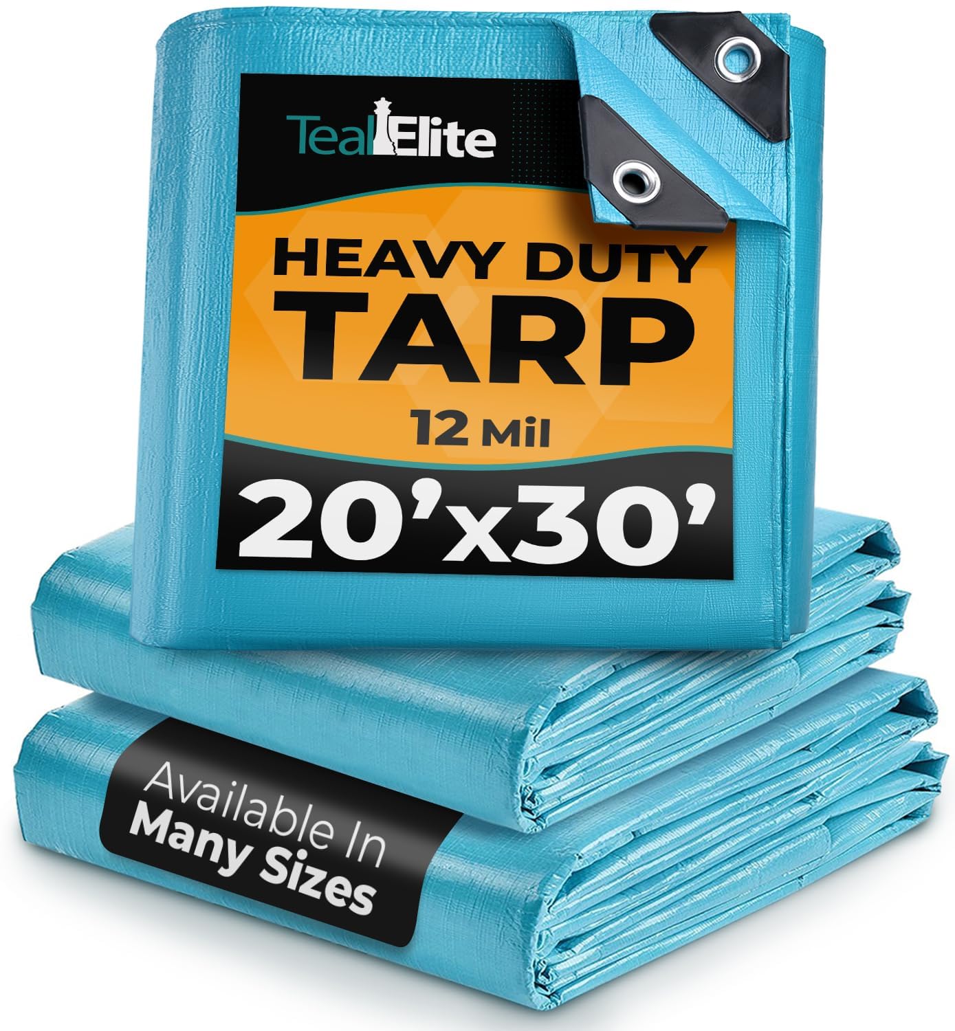 20x30 Heavy Duty Tarps Waterproof - 12 mil Thick Pool Tarp Cover - 20x30 Tarp UV Resistant, Rip & Tear Proof with Metal Grommets Ã¢ÂÂ Blue Tarp Multipurpose Use for Camping, Tent, Boat, RV, Car