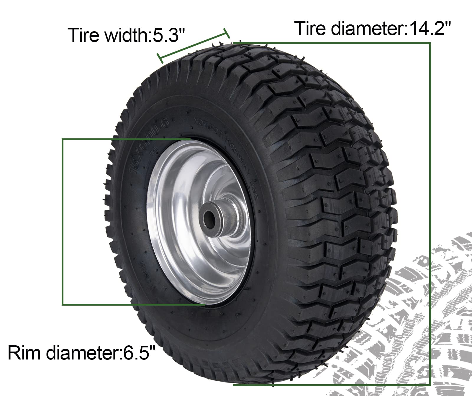 15x6.00-6 Lawn Mower Tire and Wheel Front Tire Compatible with John Deere Craftsman Husqvarna Riding Mowers Lawn Tractors