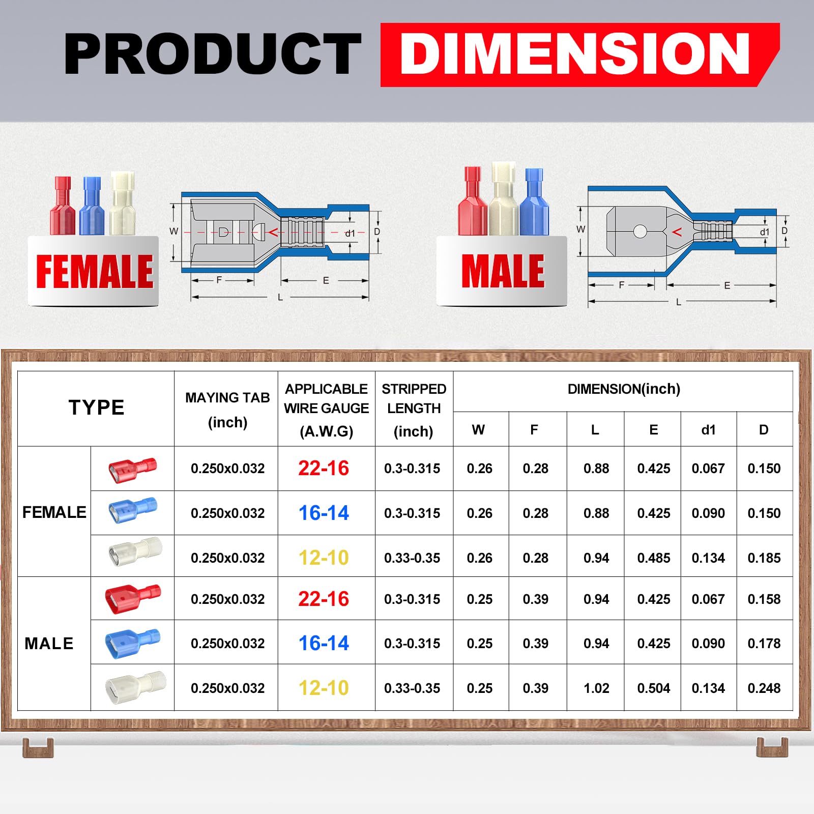 AIRIC UL Listed Blue Female Spade Connector 16-14 AWG, 100 Pcs Nylon Electrical Crimps Terminal Connectors for Speaker Auto Stereo Wiring Connect Quick Disconnect Crimp Terminals for 16,14 Gauge Wire