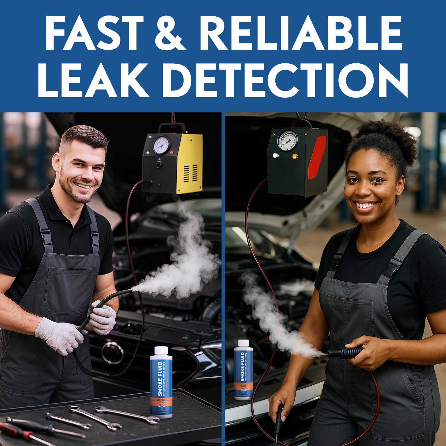 Smoke Fluid Solution for Automotive Smoke Machine Testing - Made in USA - 8oz Liquid Smoke Refill Designed for Automotive Testing - EVAP, Vacuum, Fuel, Intake, Exhaust, Turbo Systems & Super Chargers