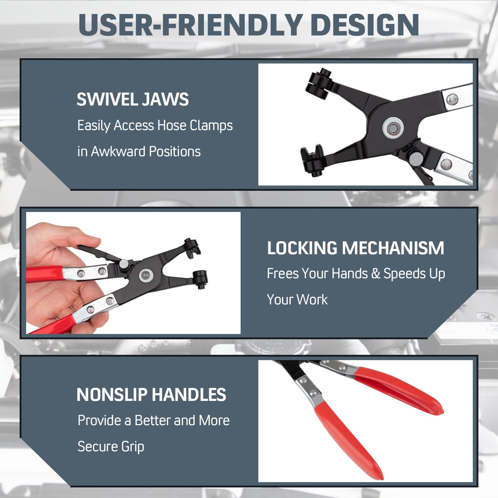 9PCS Hose Clamp Pliers, Long Reach Hose Clamp Tool Remover for Water Hose and Automotive Coolant Radiator Heater with Flexible Wire Long Reach Hose Clamp and Flat Band Pliers