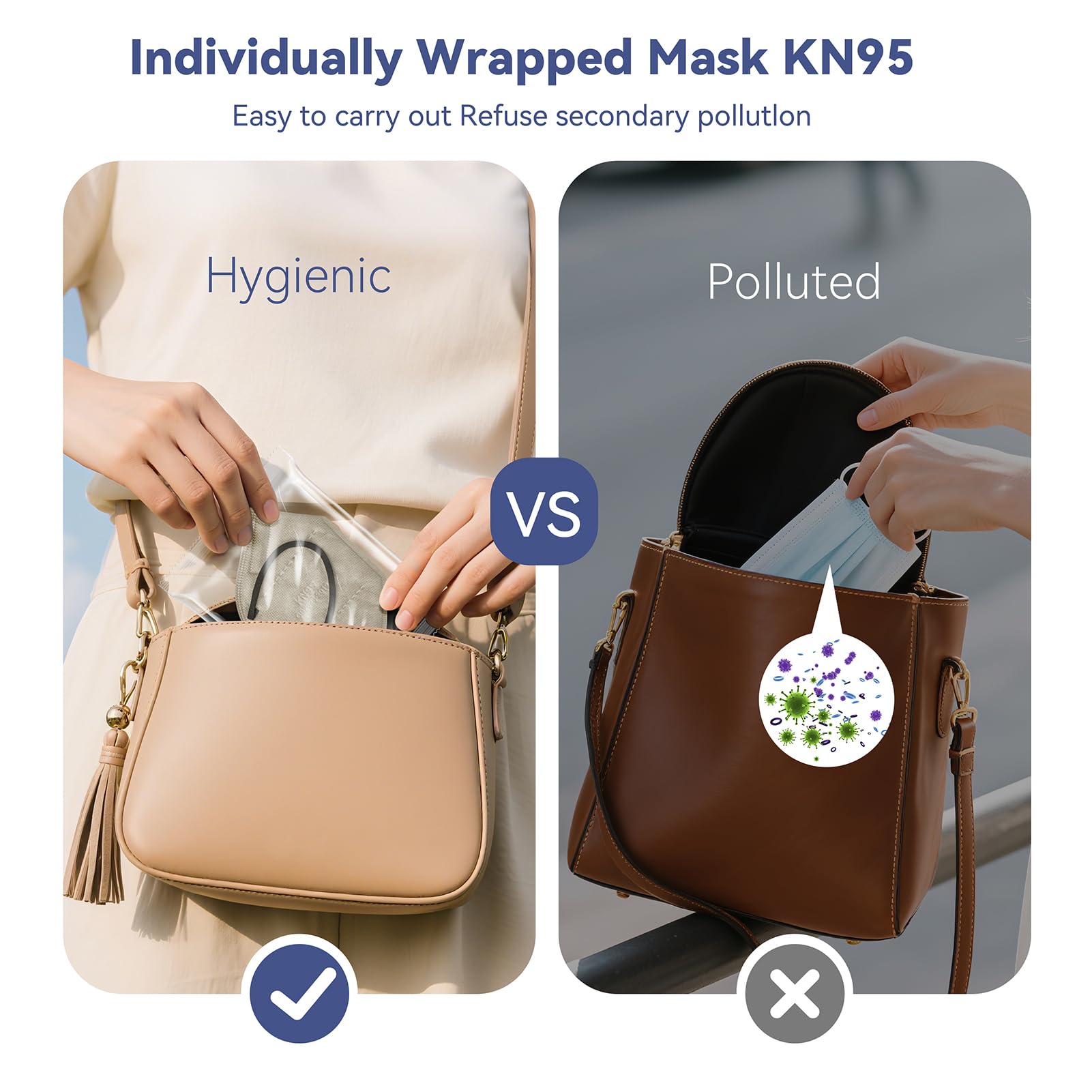 KN95 Face Masks Adults Disposable - 100 Pack KN95 Masks Protective Comfortable KN95 Masks 5-Layer KN95 Breathable Safety Face Masks & 5 Adjustable Mask Holder KN95 Masks 10 Colors