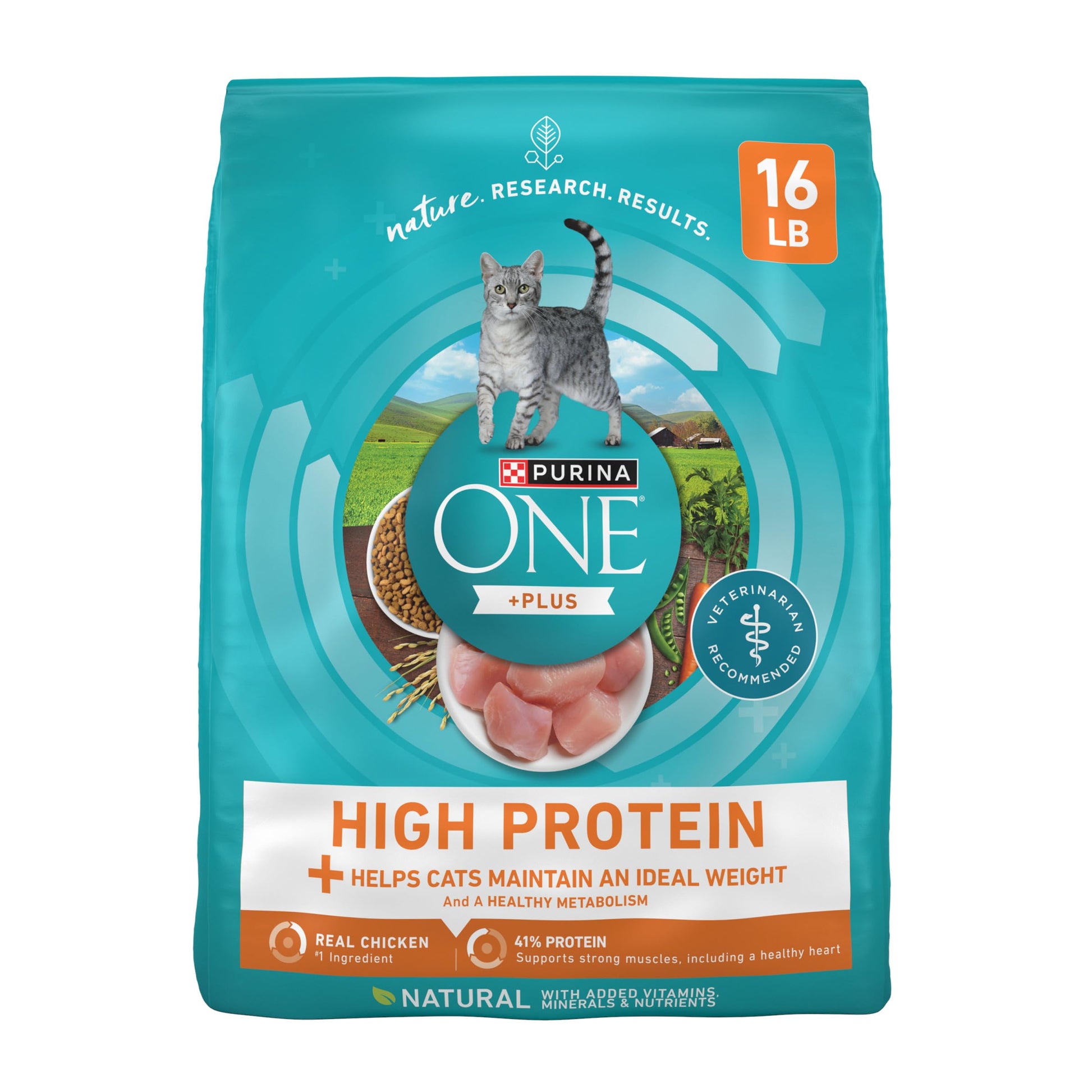 Purina ONE High Protein, Healthy Weight Plus Ideal Weigһt With Chicken Dry Cat Food Wеight Control Formula - 16 lb. Bag