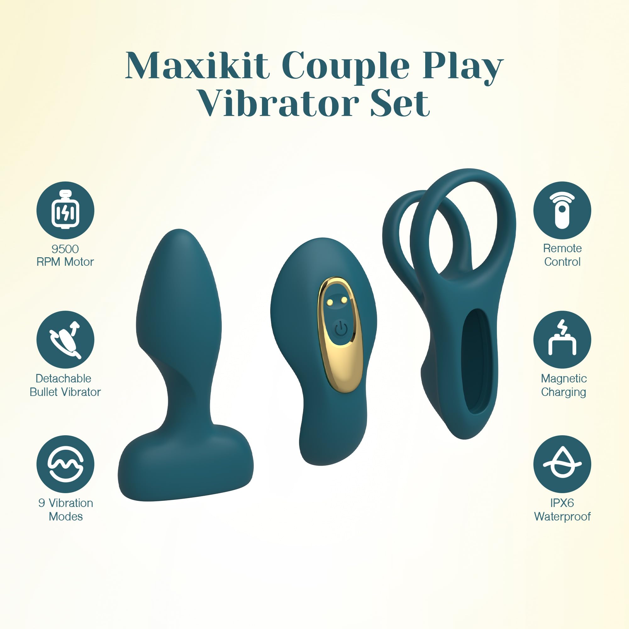 Tracy's Dog Couples Vibrator Kit - Includes Vibrating Cock Ring, Panty Vibrator & Butt Plug with Removable Rechargeable Bullet, Remote-Controlled Adult Sex Toy Set for Women & Couples Pleasure Play