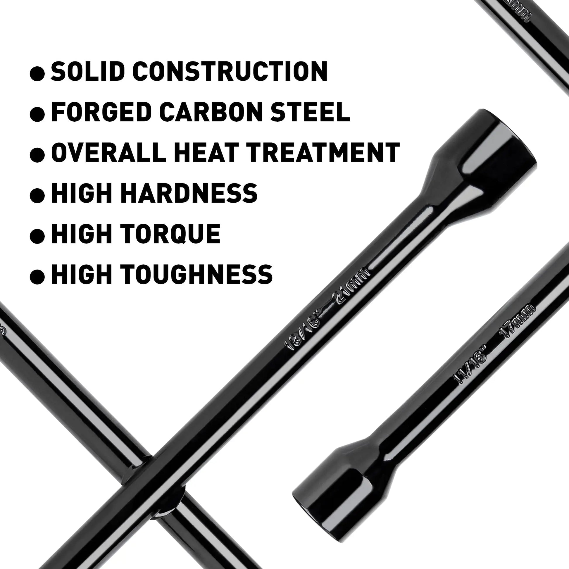 CARTMAN Professional 14 Inch Universal Heavy Duty Lug Wrench 4 Way Tire Iron Wrench, Black