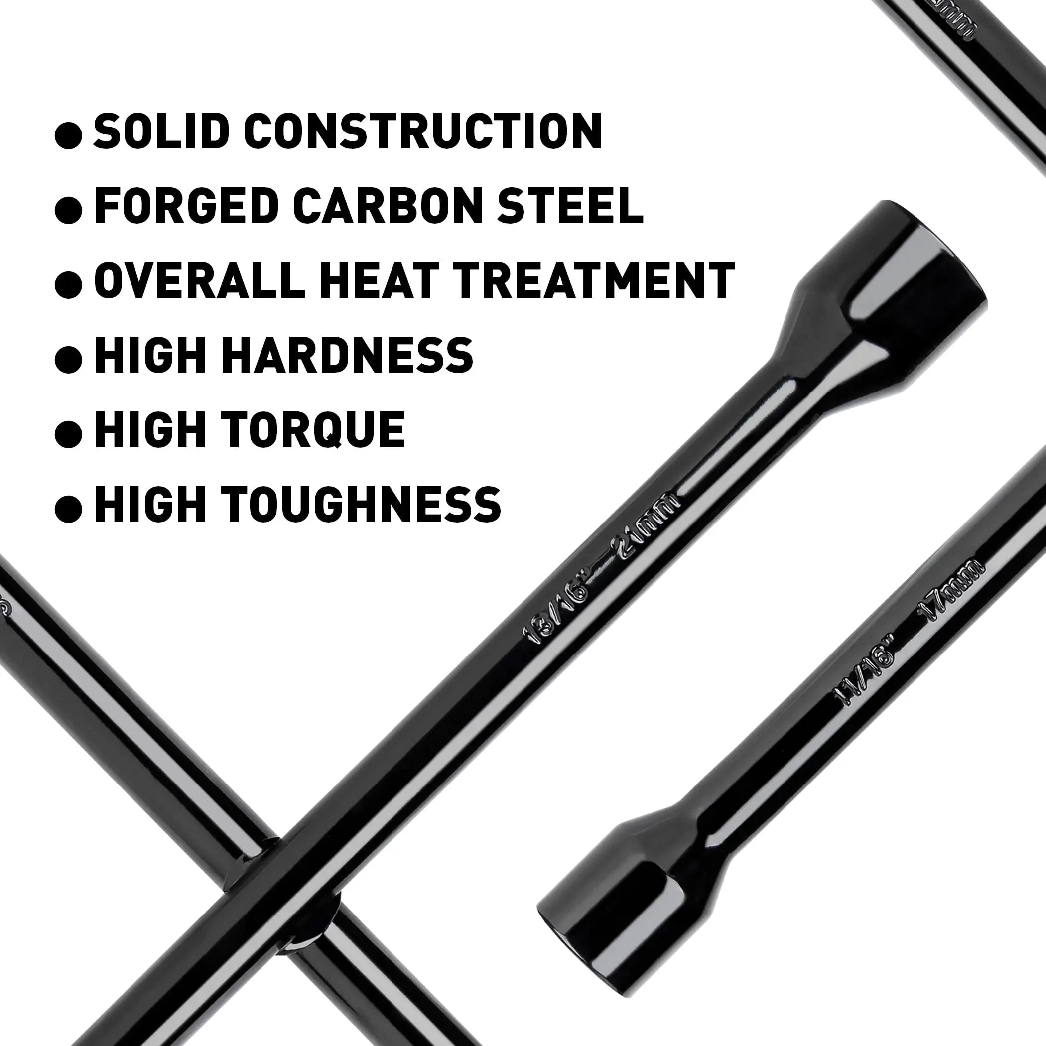 CARTMAN Professional 14 Inch Universal Heavy Duty Lug Wrench 4 Way Tire Iron Wrench, Black