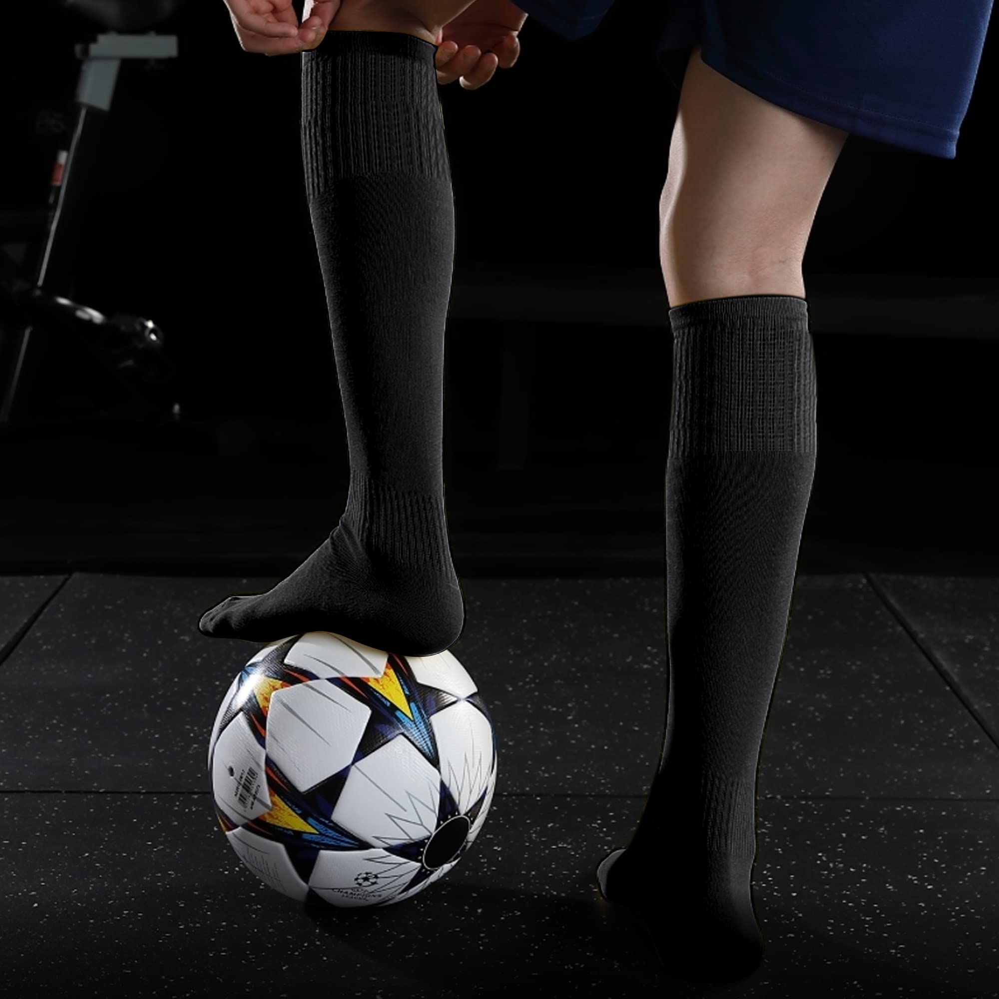 GRAPMKTG 3 Pack Soccer Softball Baseball Socks for Youth Men and Women Football Knee High Socks for Kids Adult Tube Socks for Boys Girls Black Medium