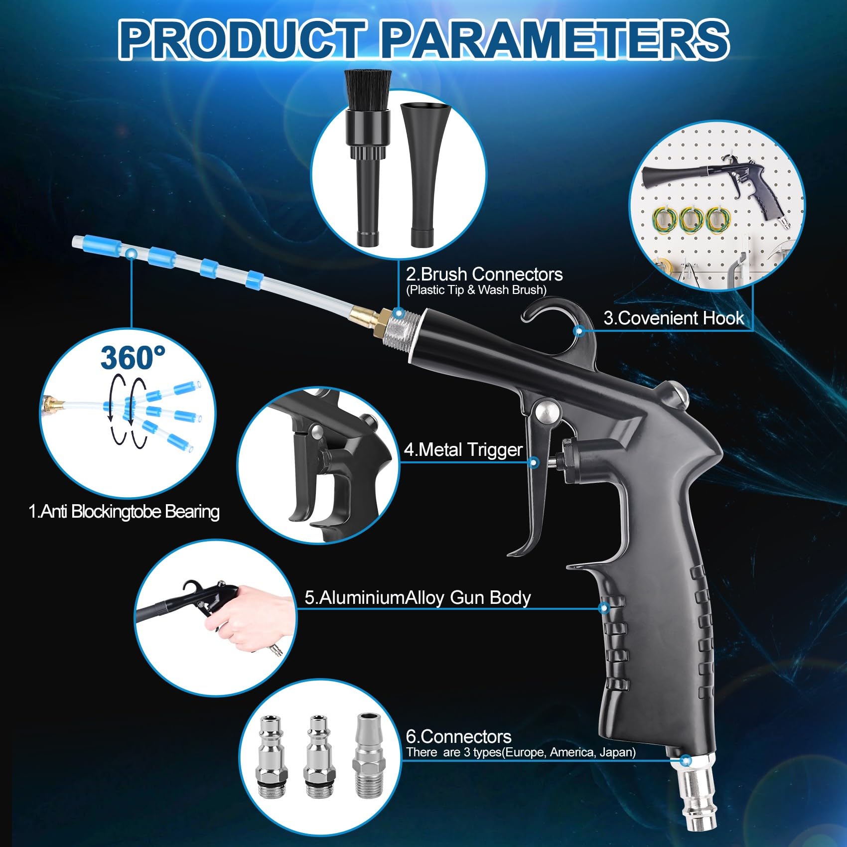 Car Cleaning Gun Detailing Interior Dryer Air Blow Gun, High Pressure Blower Gun, Car Detailing Kit Interior Cleaner, Car Detailing Tools for Car Quickly Blasts Dirt and Dust Works with Air