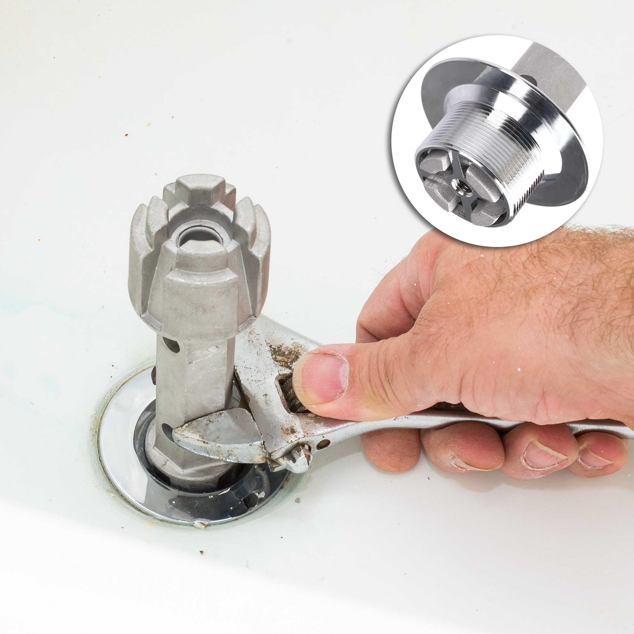 HAUTMEC Tub Drain Remover Wrench Tool Heavy Duty Aluminum Shower Bathtub Drain Removal Tool PL0030