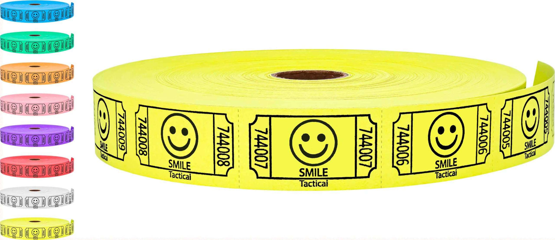 Tacticai 2000 Raffle Tickets, Smile, Blue (8 Color Selection), Single Roll, Ticket for Events, Entry, Class Reward, Fundraiser & Prizes