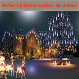 Purtuemy Christmas Lights Outdoor, Meteor Shower Lights 12 inch 8 Tubes LED Snow Falling Lights Icicle Cascading String Lights for Christmas Decoration Tree Garden Wedding Party Holiday, White