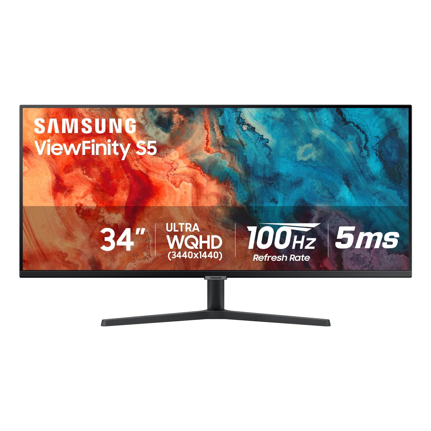 SAMSUNG 34" ViewFinity S50GC Series Ultrawide QHD Monitor, 100Hz, 5ms, HDR10, AMD FreeSync, Ultrawide Screen, Eye Care, Thin Bezels, PIP, PBP, LS34C50DGANXZA, 2023, Schwarz