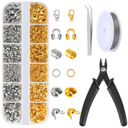 1200 Pcs Crimp Beads Kit for Jewelry Making, Acejoz Crimp Beads, Crimp Covers, Crimp Tubes and Wire Guardians, Lobster Clasps, Jump Rings, Crimping Pliers and Beading Wire for Jewelry Making