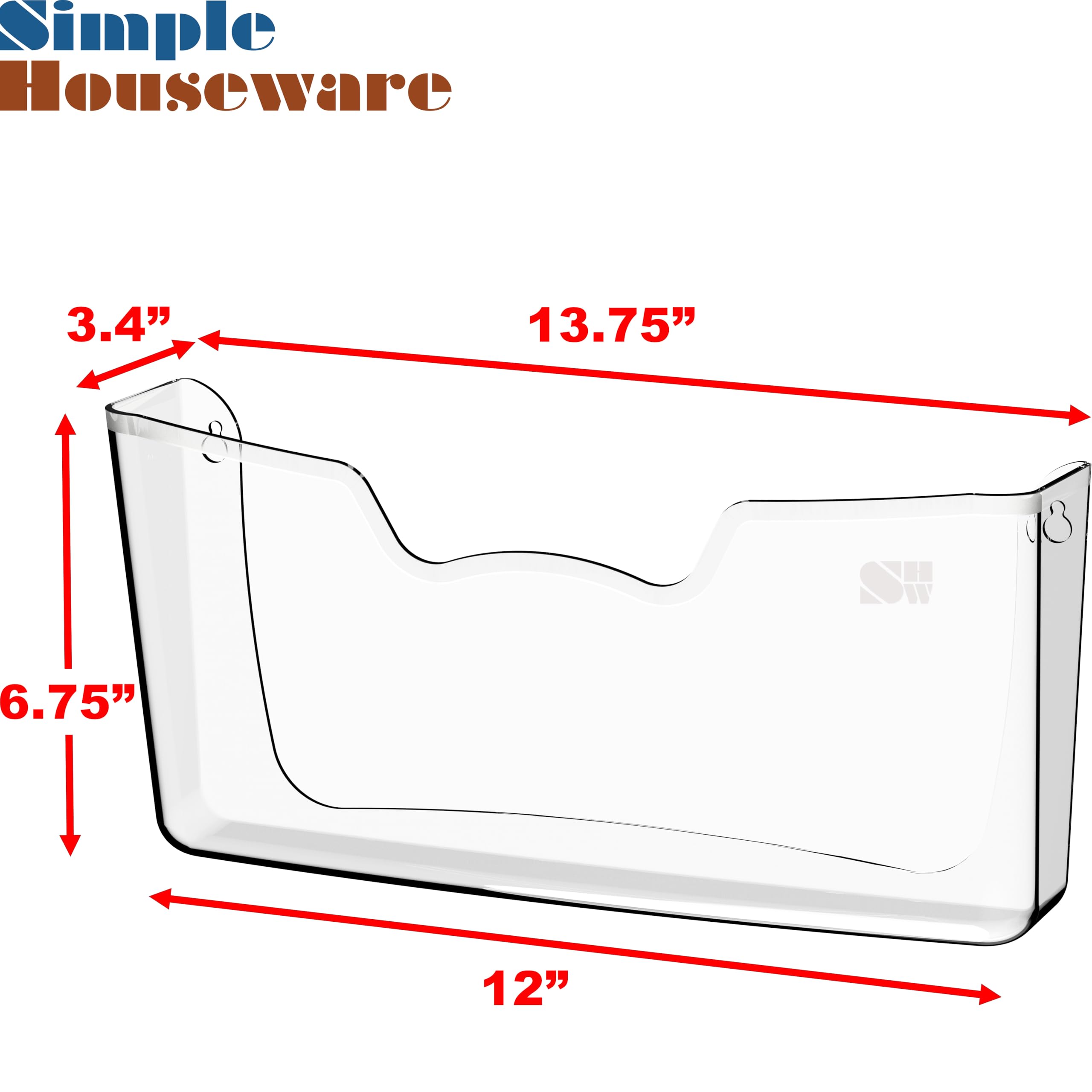 Simple Houseware Clear Single Pocket Wall Mount for Hanging File Holder, 3 Packs