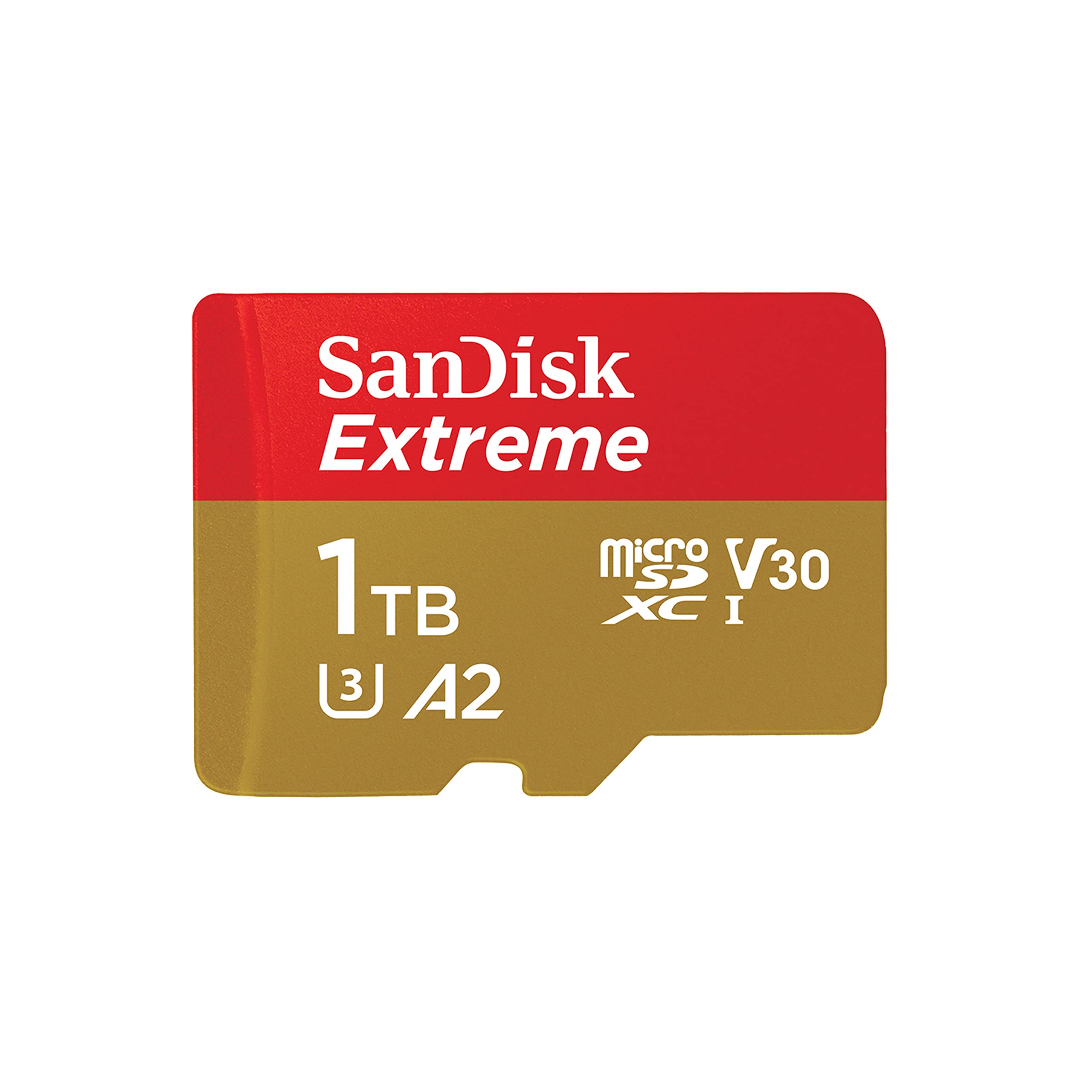 SanDisk 1TB Extreme microSDXC UHS-I Memory Card with Adapter - Up to 190MB/s, C10, U3, V30, 4K, 5K, A2, Micro SD Card- SDSQXAV-1T00-GN6MA, Gold/Red