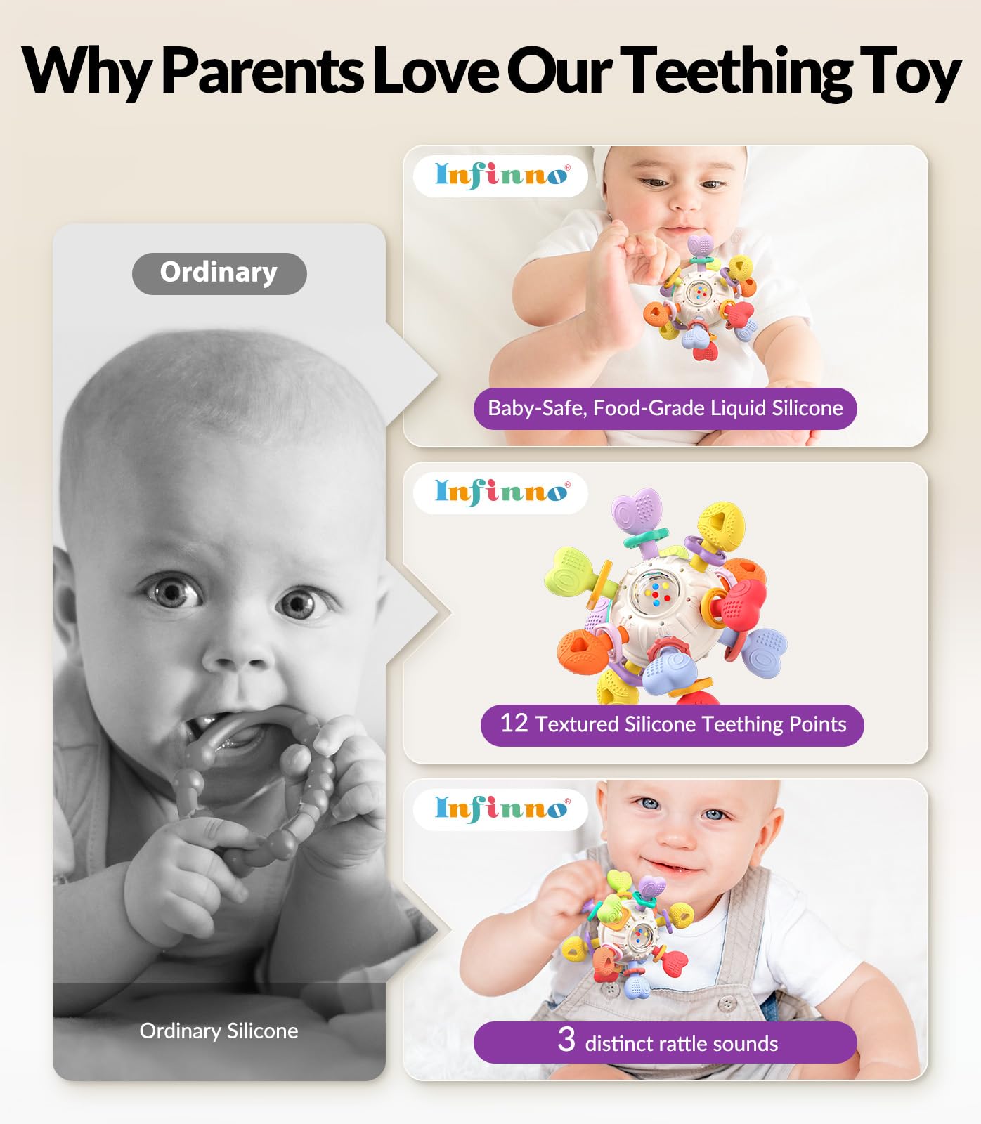 Baby Teething & Rattle Toys – Safe, Multi-Functional BPA-Free Silicone Sensory Learning Toys for Infant 0-12 Months–Teething Relief & Fun Play – Perfect Baby Gift for Boys & Girls