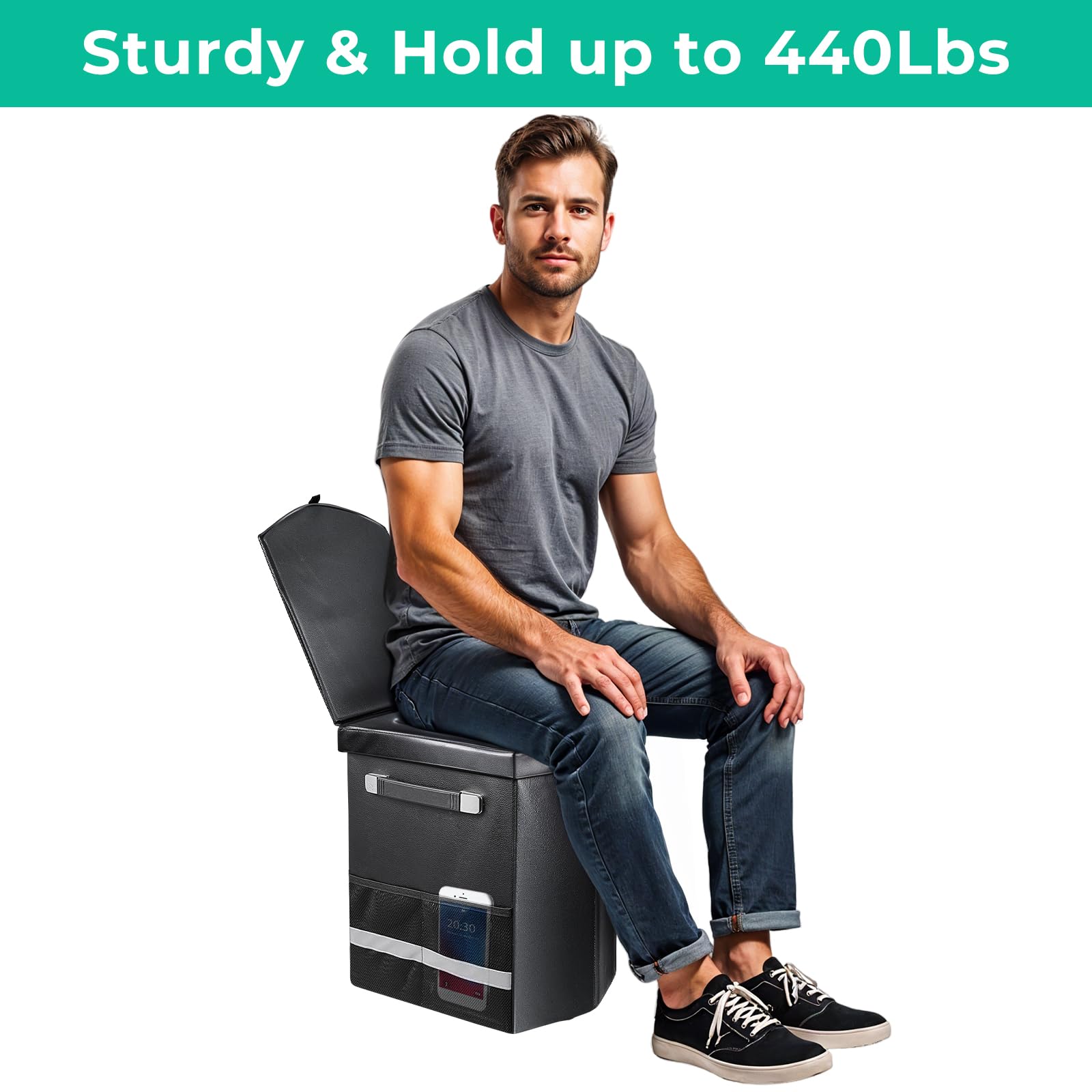 2025 Upgraded 16.5'' XL Portable Toilet for Adults,Tall Camping Toilet with Lid and Convenient Carry Bag, Portable Potty for Camping, Hiking, Car Travel,Truck, RV, Boating, Road Trips, Beach