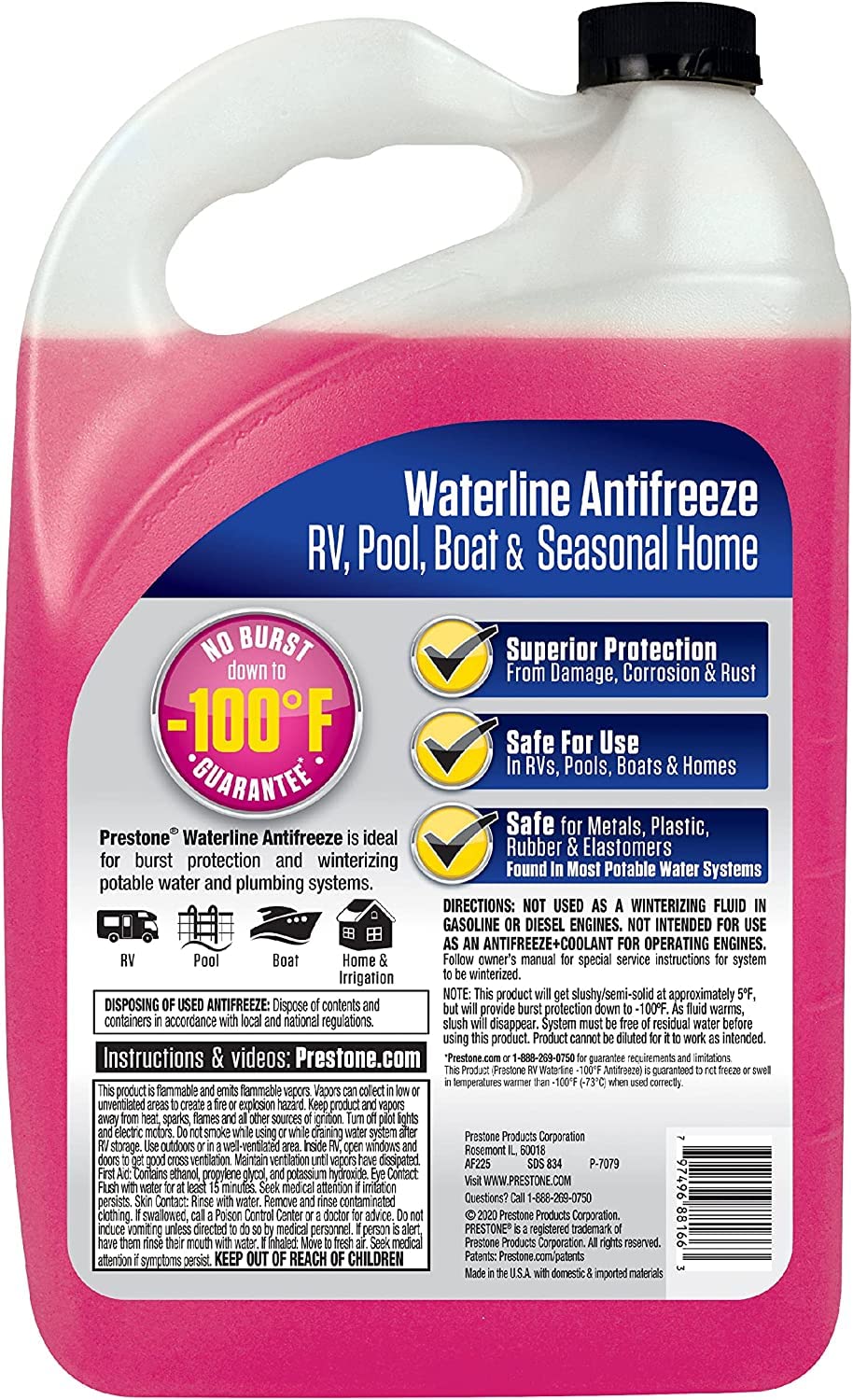 Garden at Home RV/Waterline Antifreeze RVs, Pools, Boats and Seasonal Homes - 1 gal (-100° F), Pink