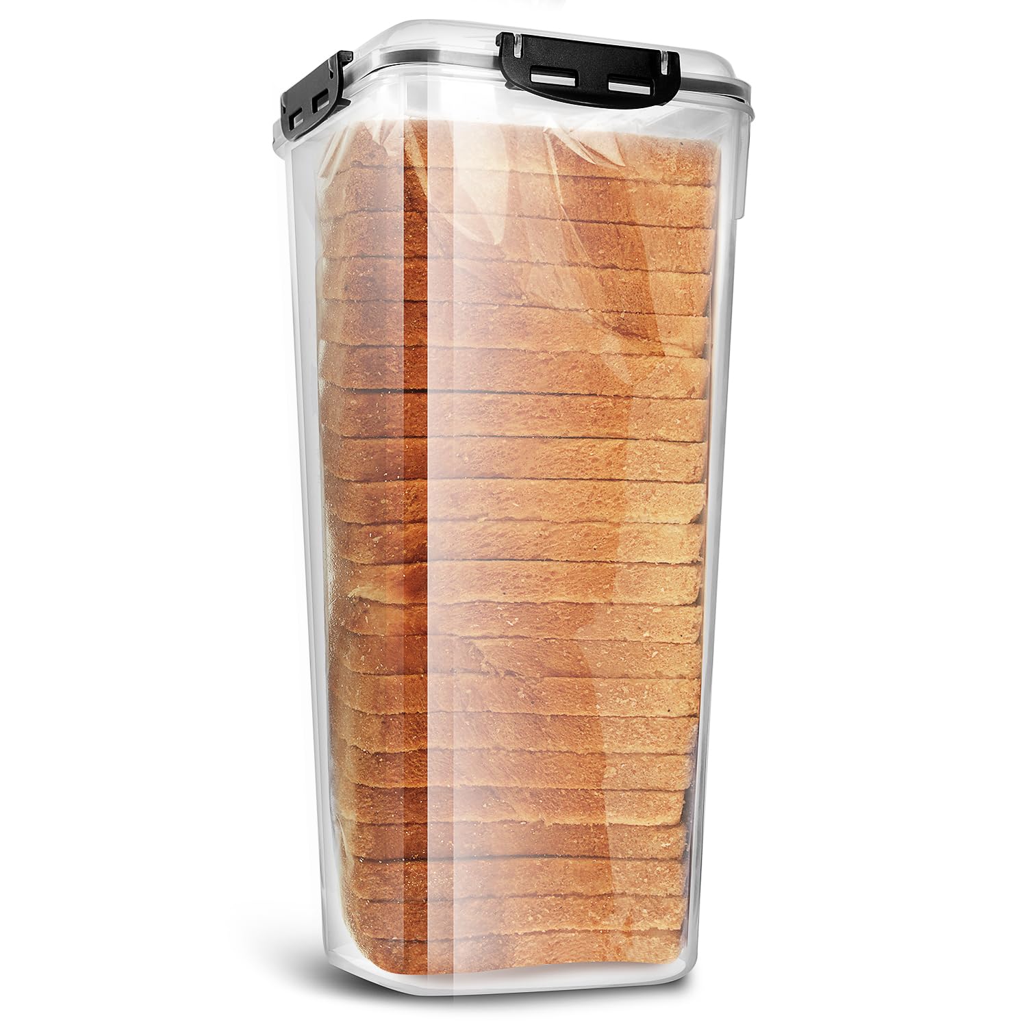 Tafura Bread Container - 5.8 Liter BPA Free Plastic Bread Box - Container/Holder for Homemade Loaves and Baked Goods with Black Airtight Lid